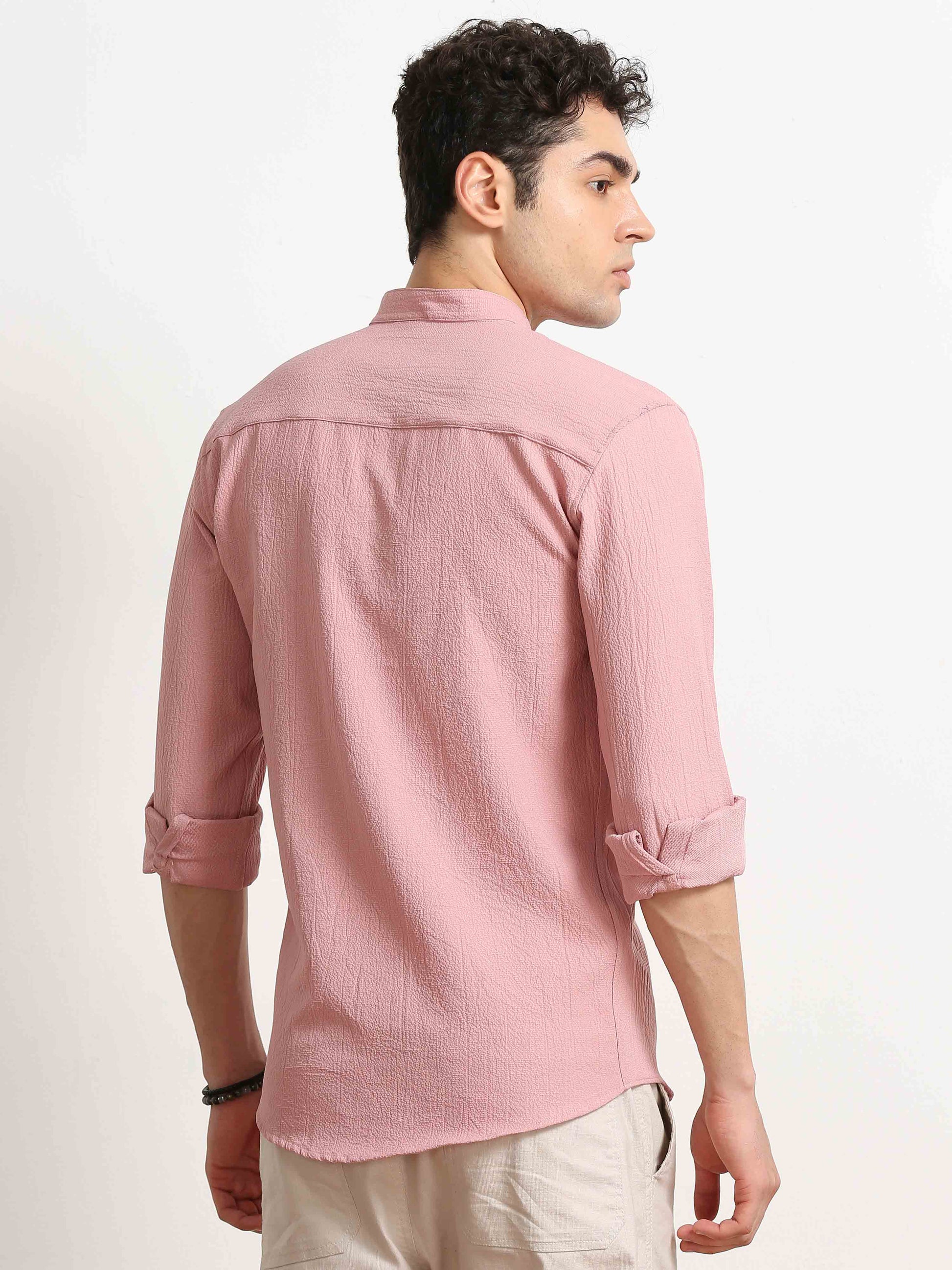 Pale Rose Crush Texture Solid Shirt For Men