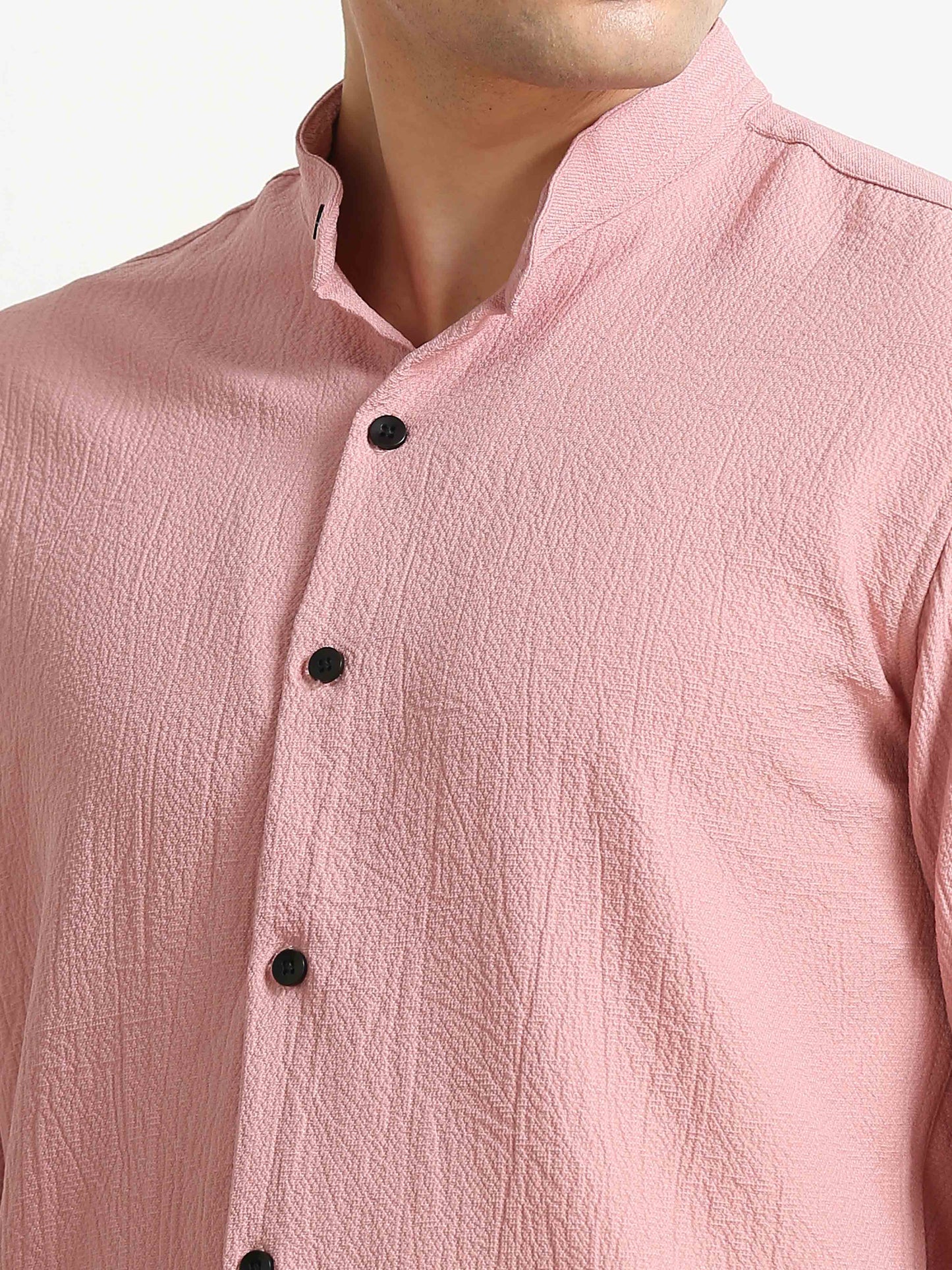 Pale Rose Crush Texture Solid Shirt For Men