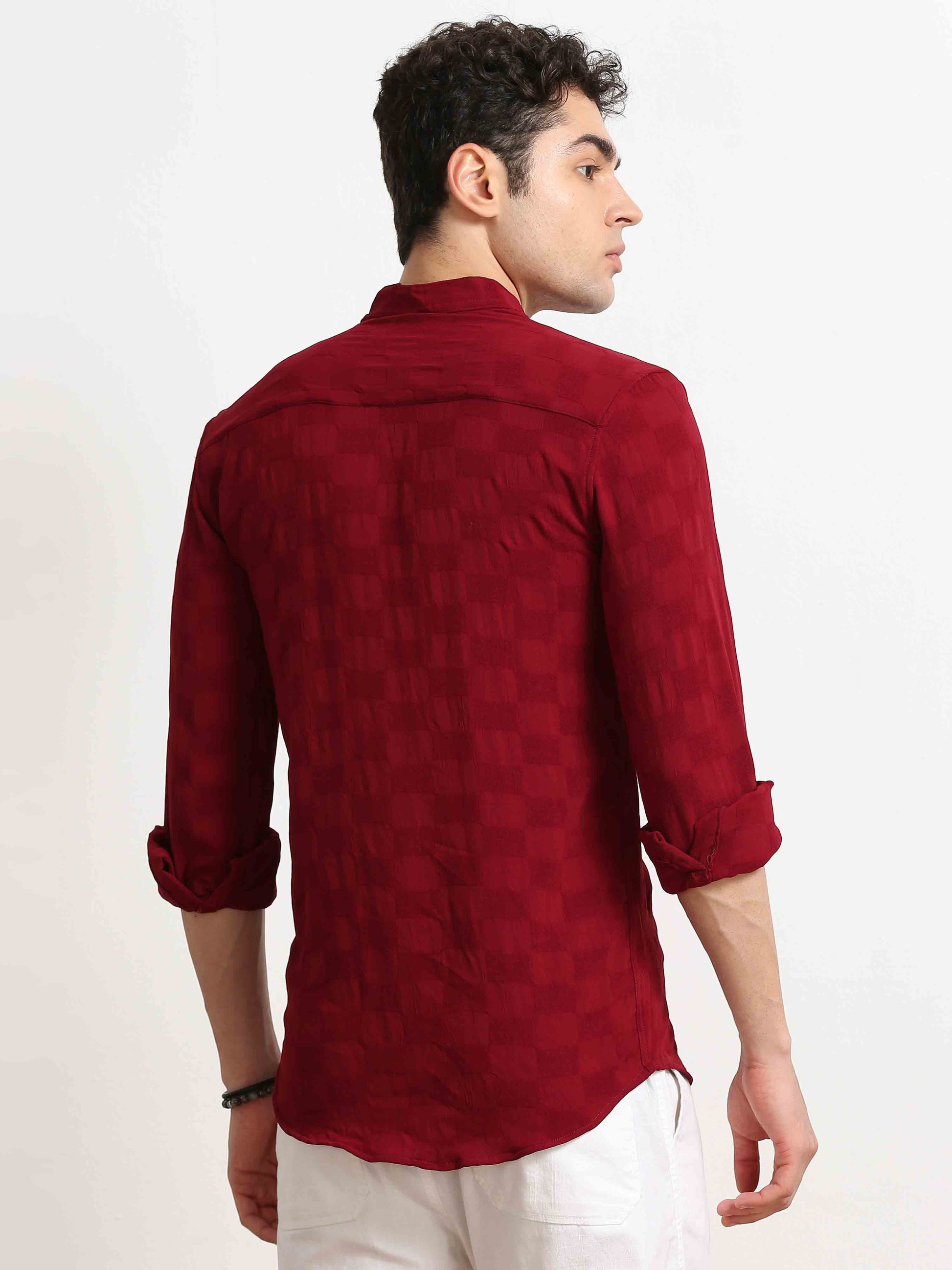 Red Box Textured Printed Shirt For Men