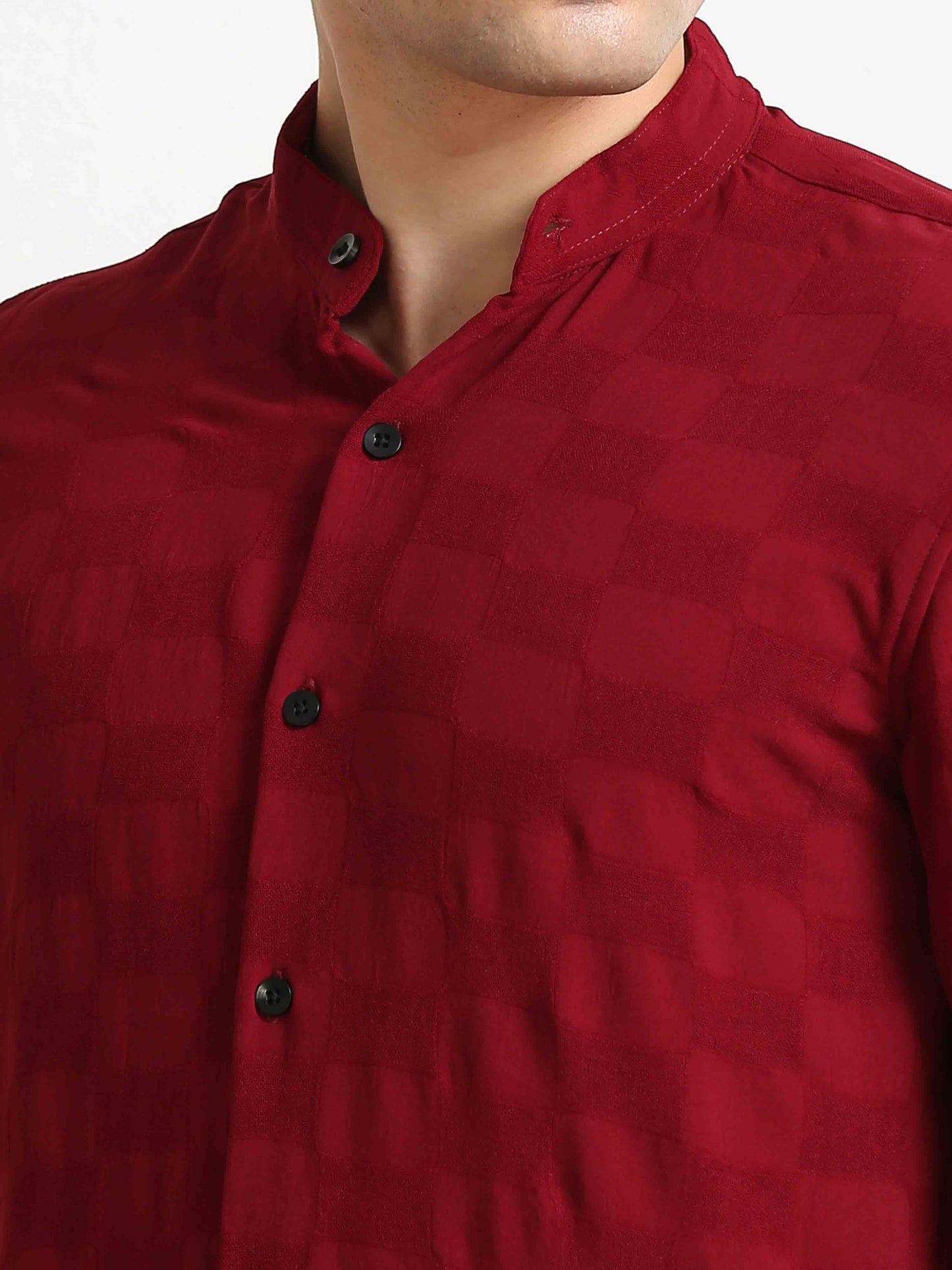 Red Box Textured Printed Shirt For Men