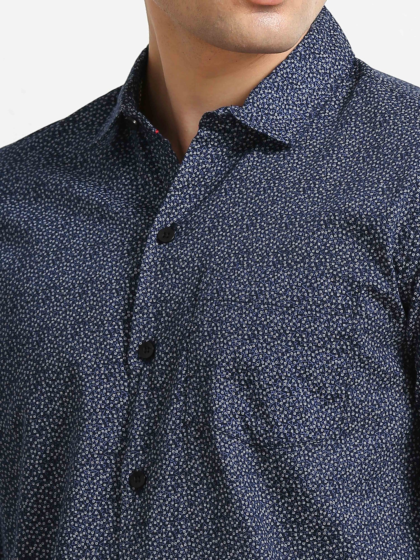 Navy blue floral mens casual printed shirts