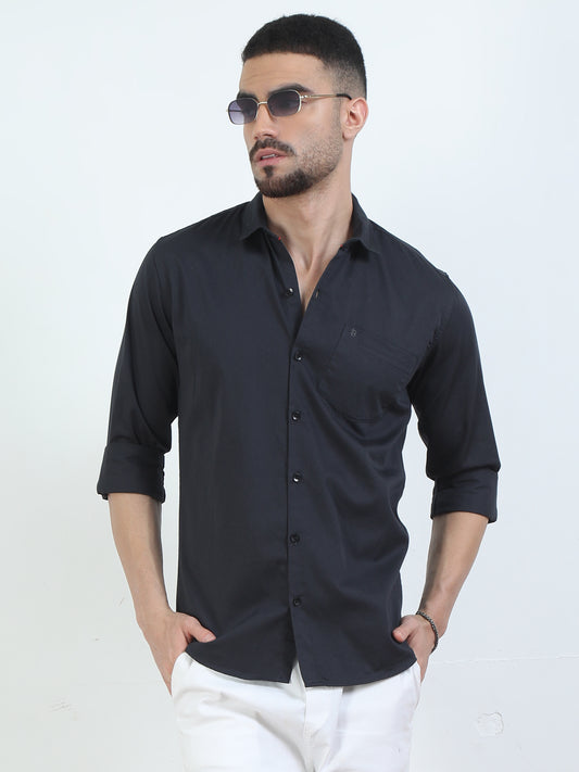 Solid Black Shirt For Men