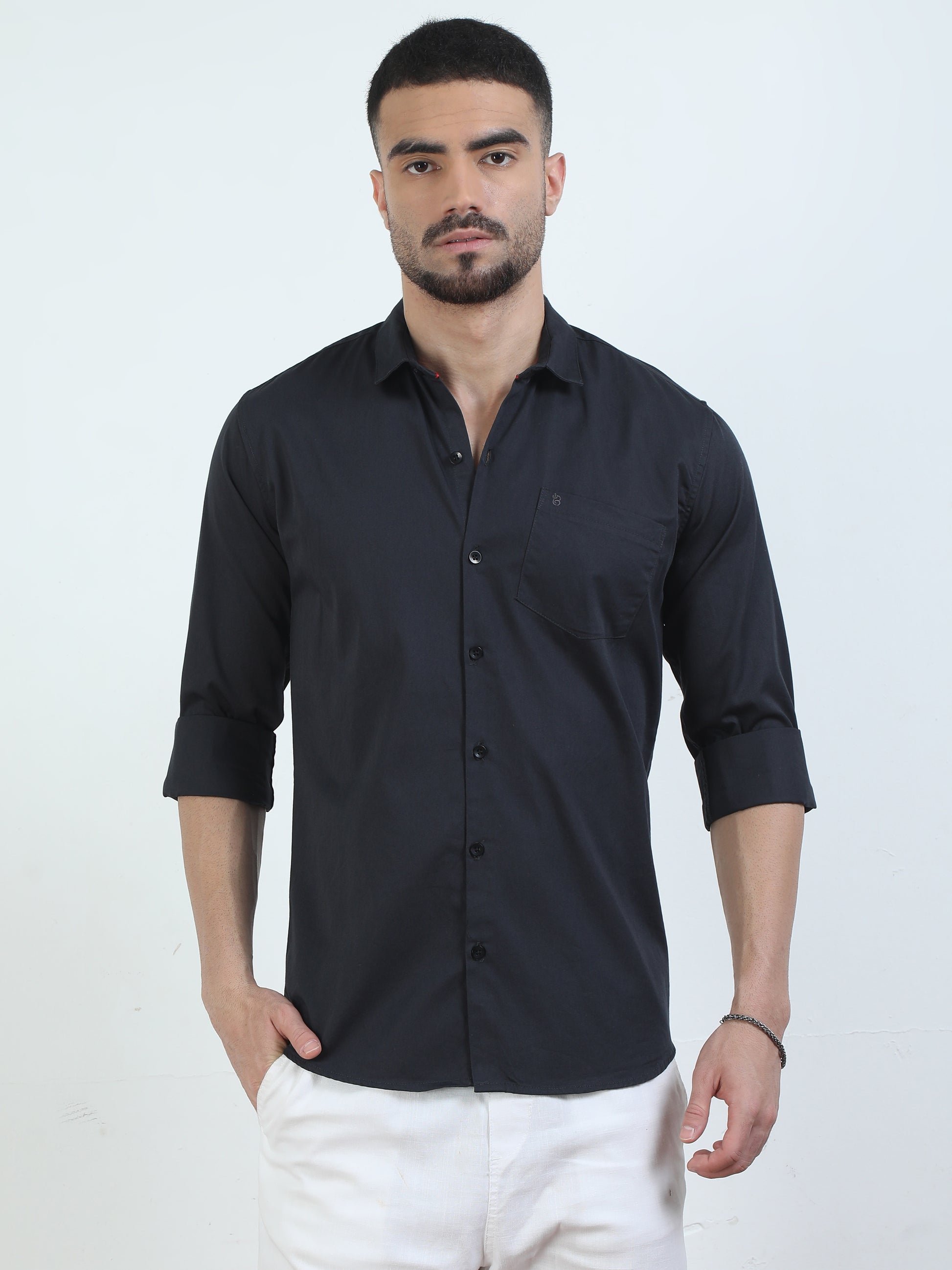 Solid Black Shirt For Men