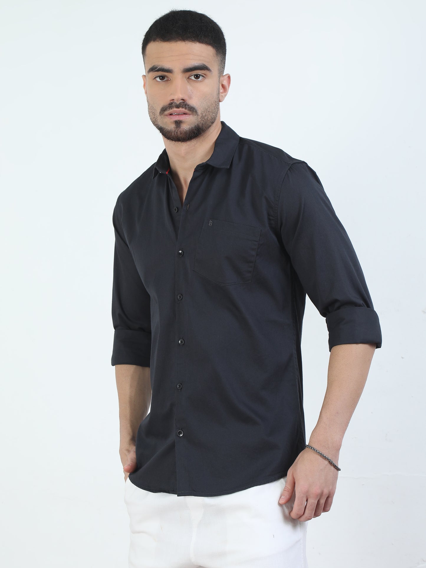 Solid Black Shirt For Men