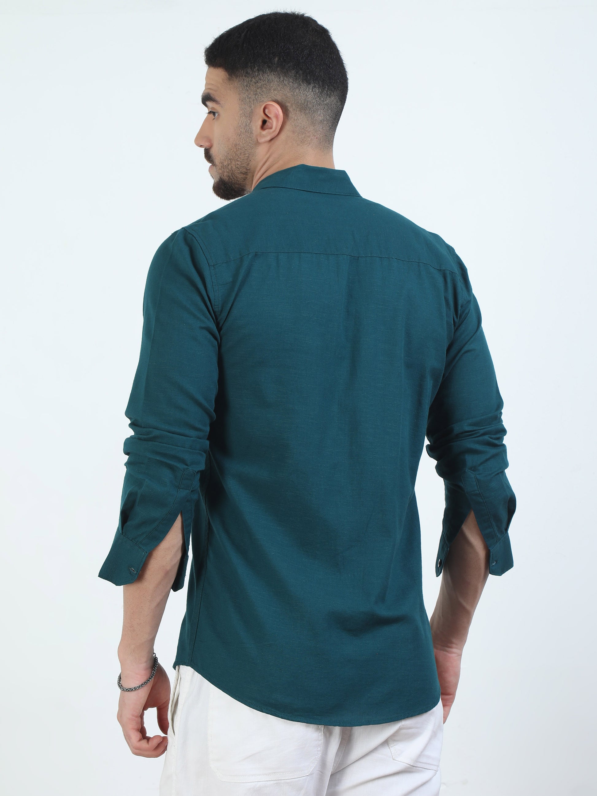  Pure Tone Dark Teal Solid Color Shirts for men 