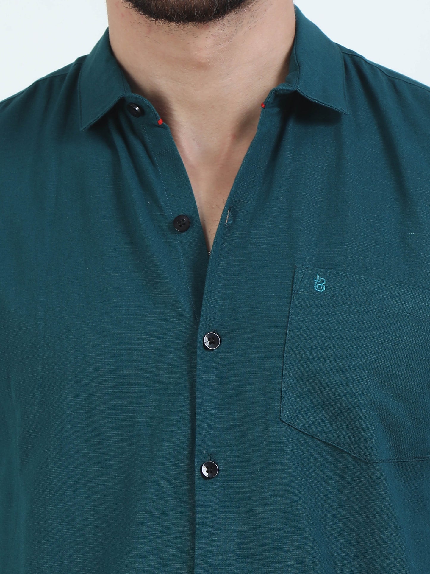  Pure Tone Dark Teal Solid Color Shirts for men 