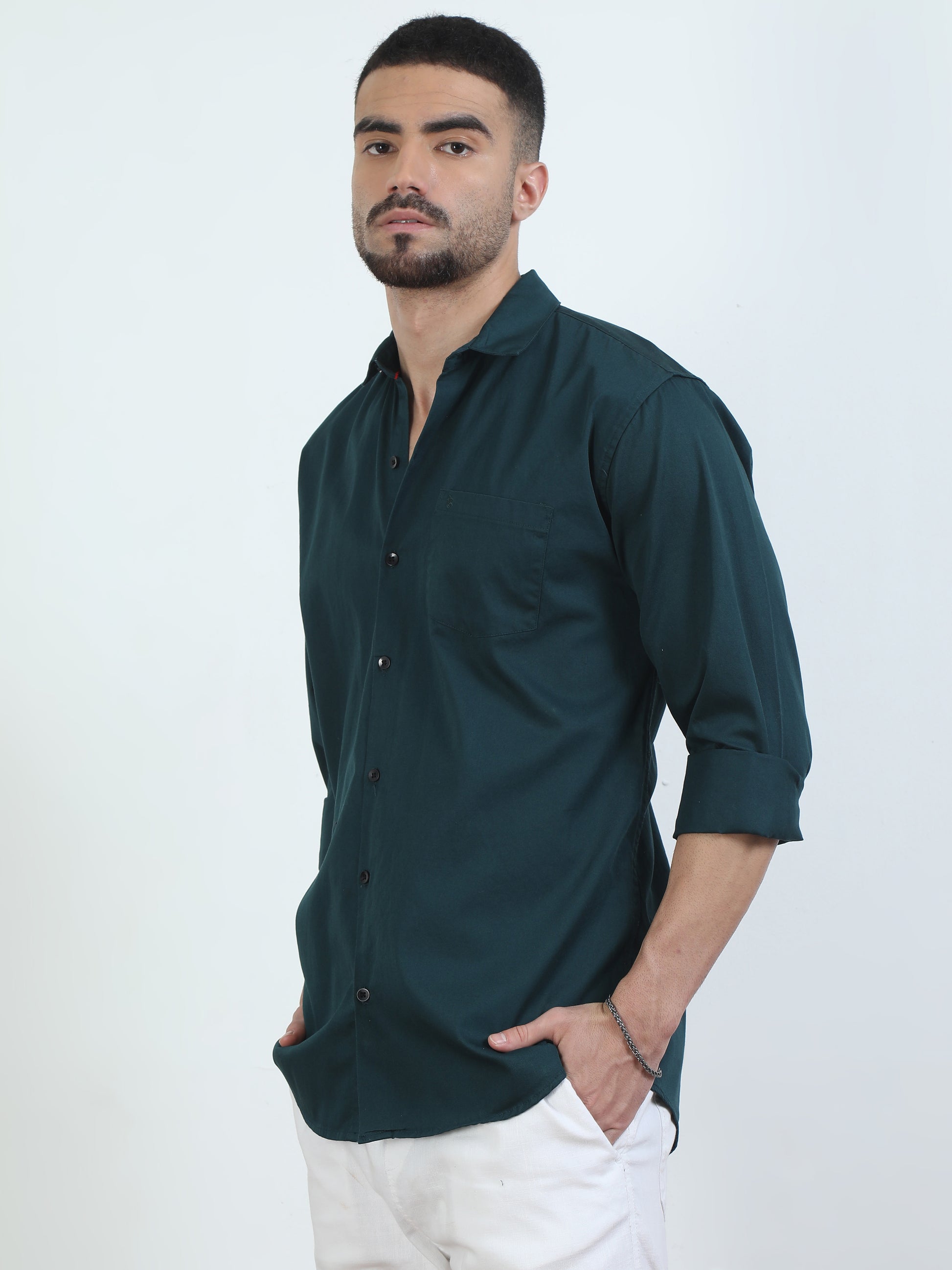 Stylish Peacock Green Shirt For Men