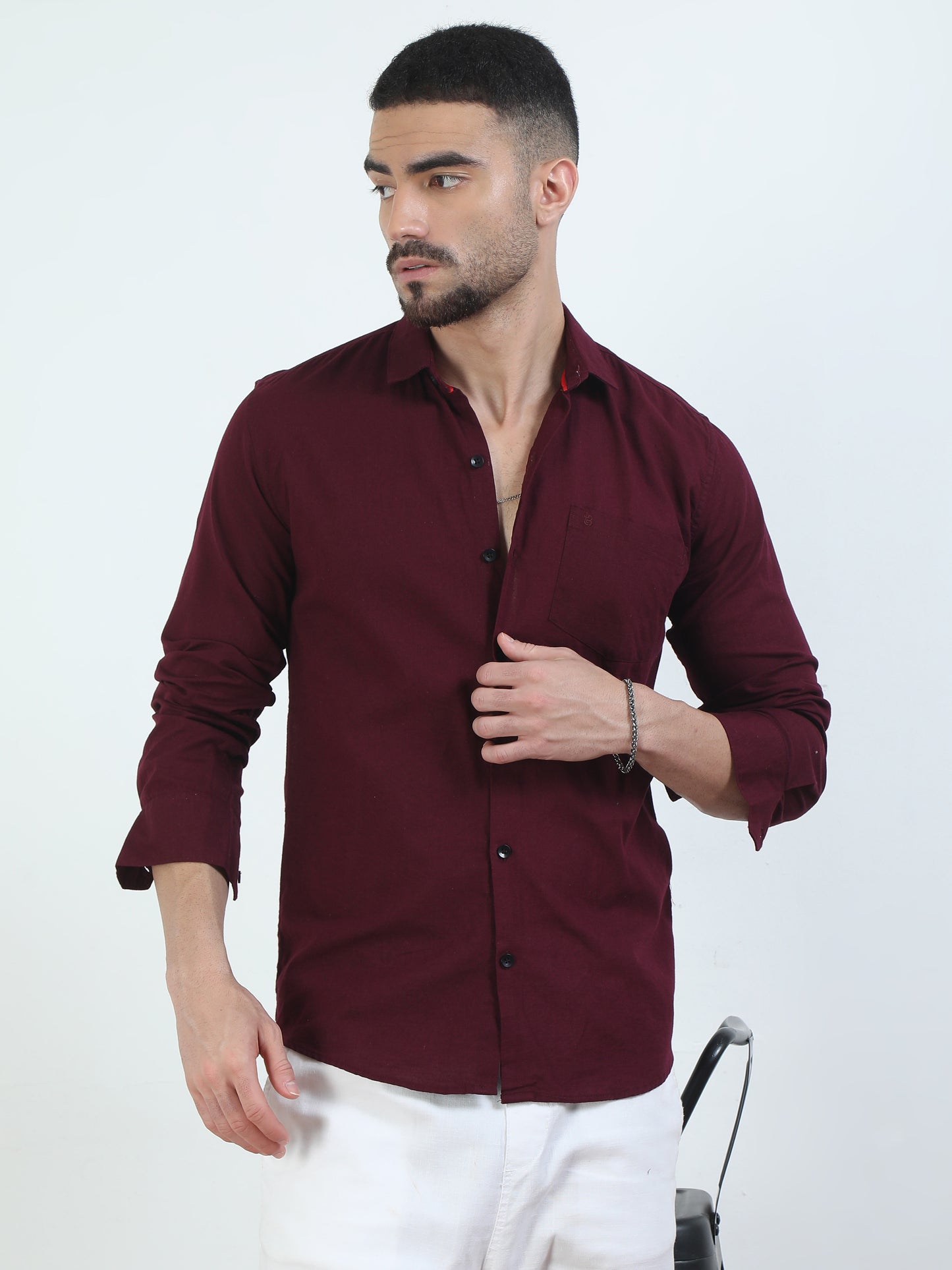 Full Sleeves Maroon Colour Shirt For Men