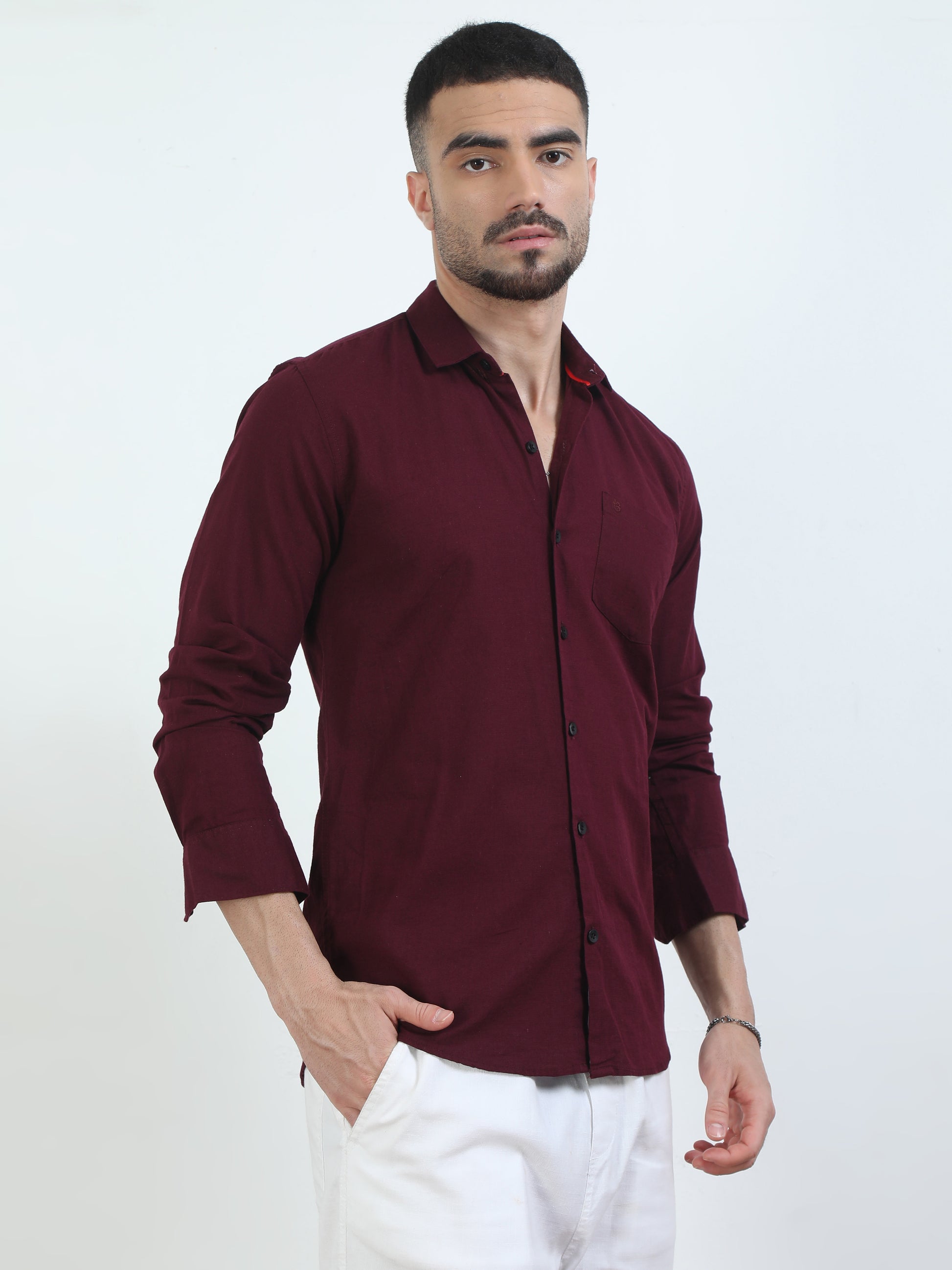 Full Sleeves Maroon Colour Shirt For Men