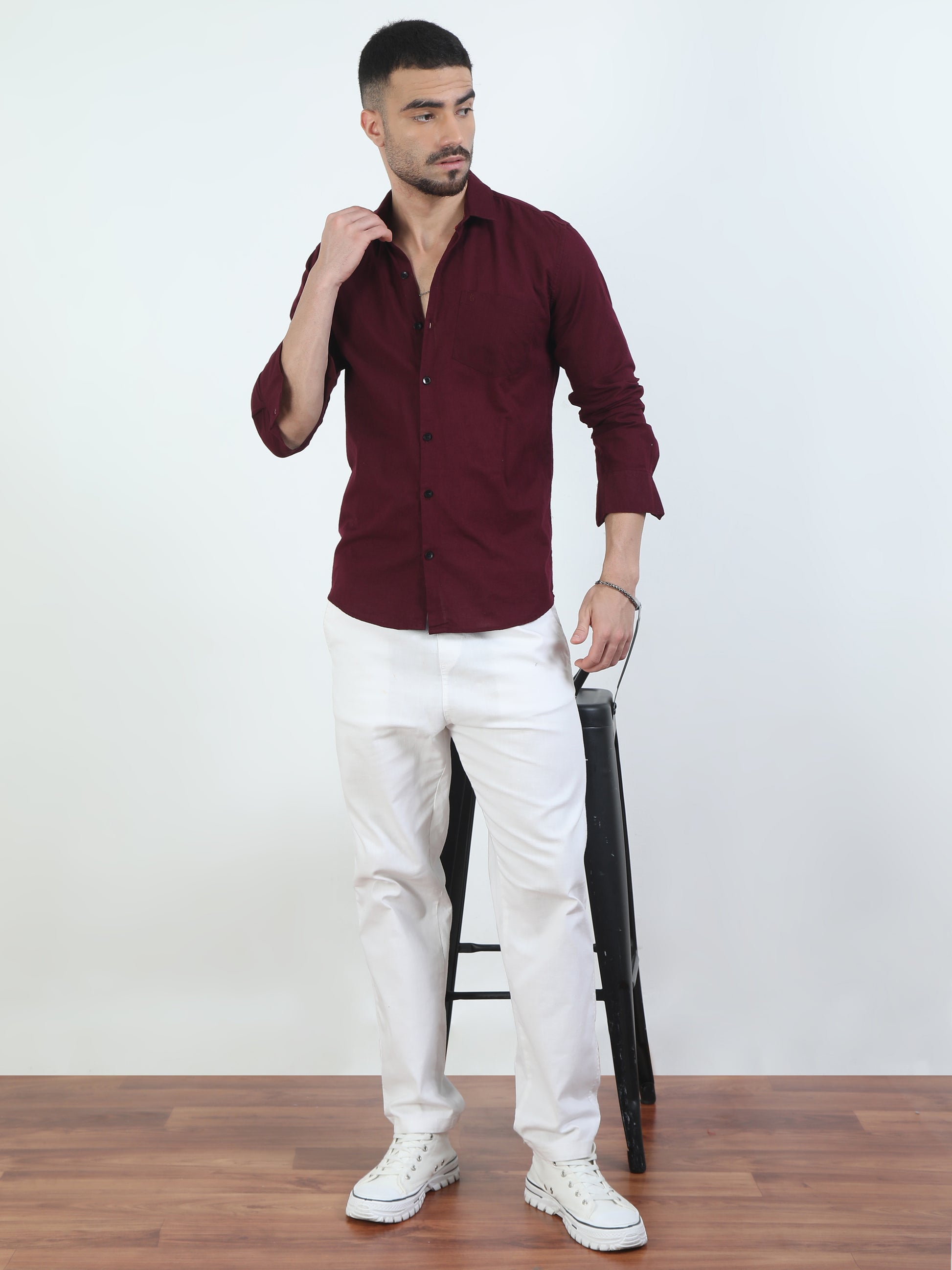 Full Sleeves Maroon Colour Shirt For Men