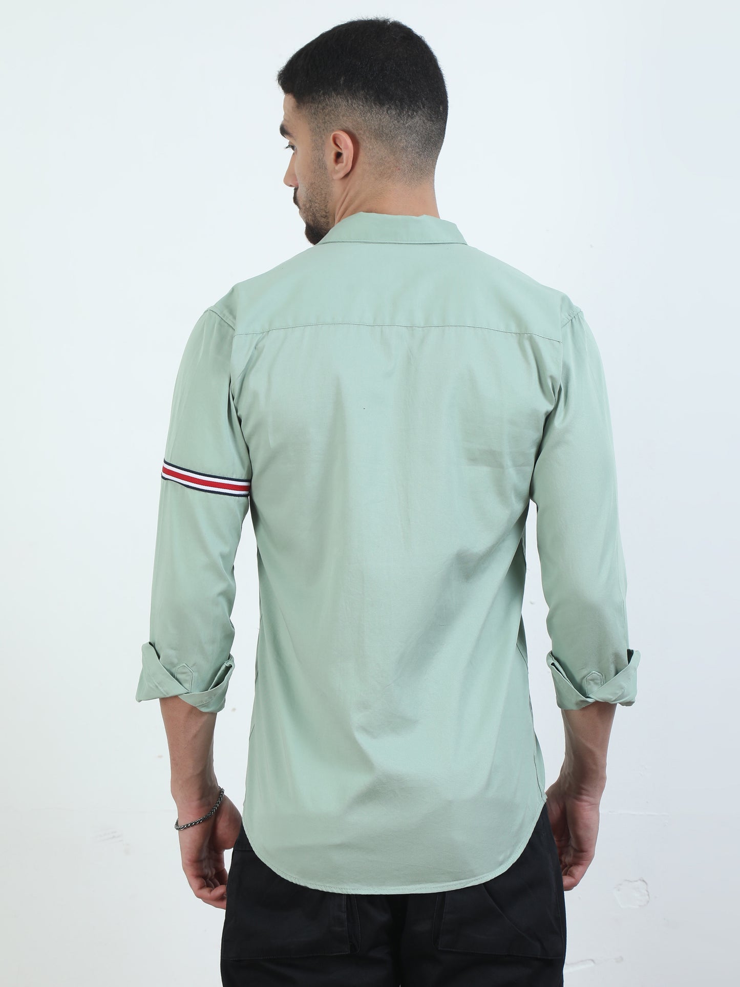 Double Pocket Light Green Shirt Mens