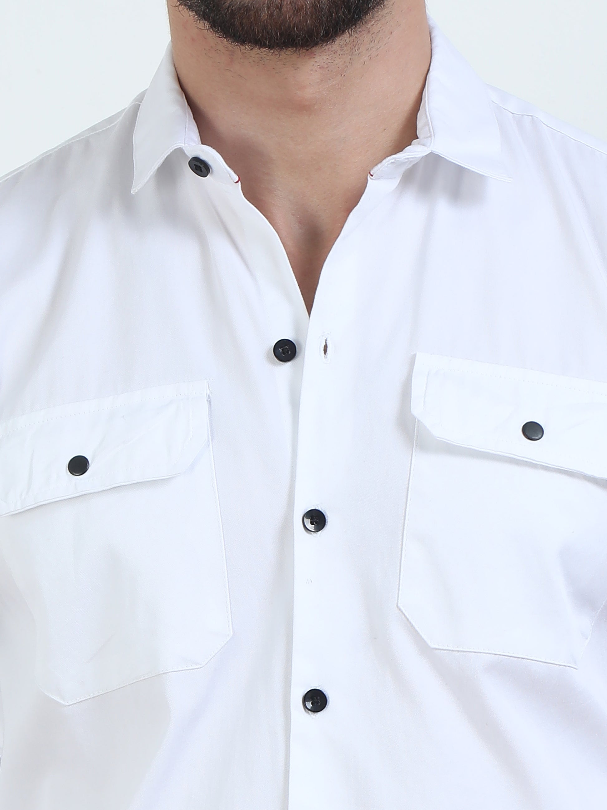 Double Pocket White Shirts For Men