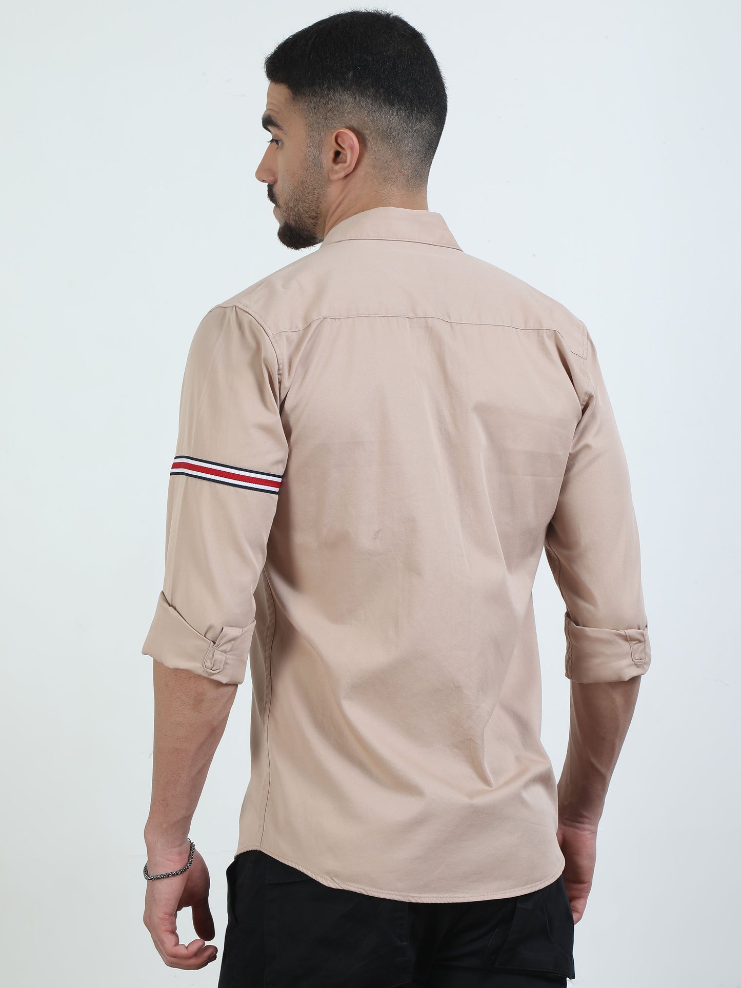 Double Pocket Beige Color Shirt For Men