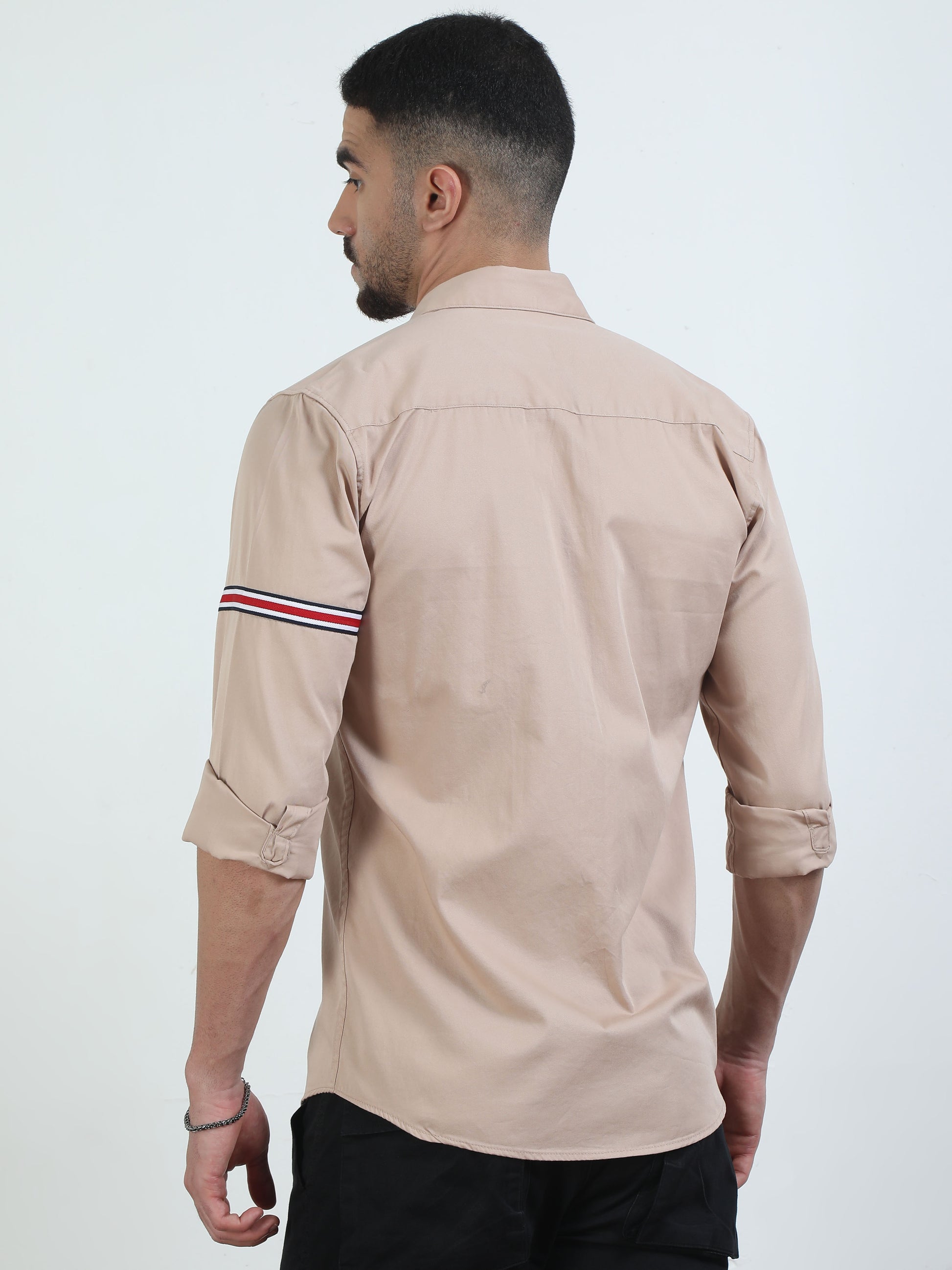 Double Pocket Beige Color Shirt For Men