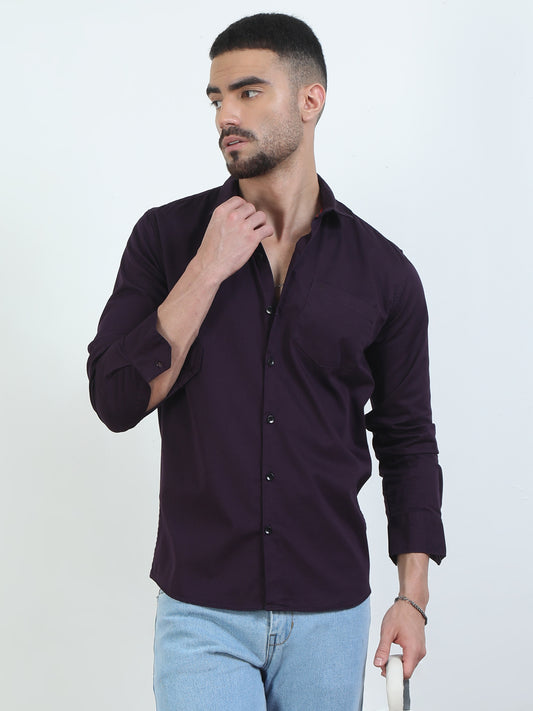 Pure Tone Purple Colour Shirt For Men