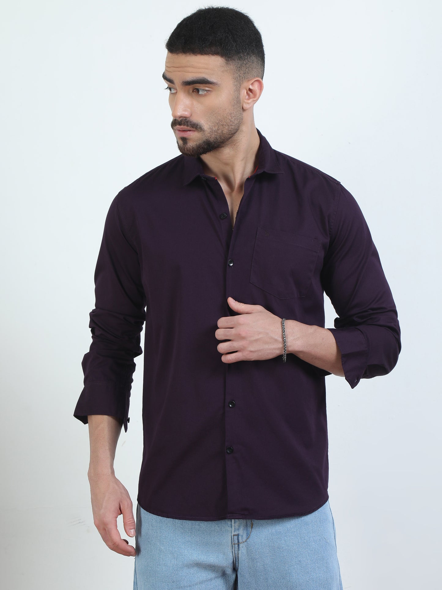 Pure Tone Purple Colour Shirt For Men