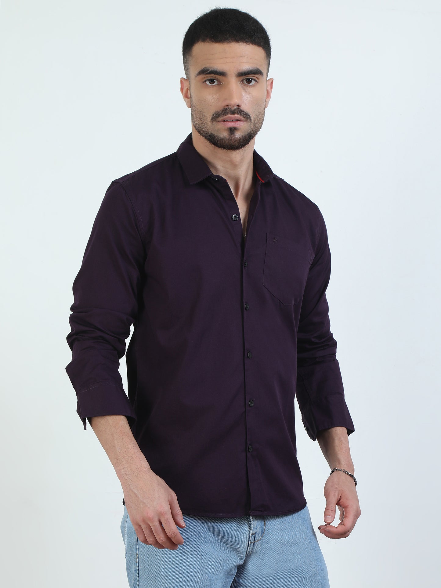 Pure Tone Purple Colour Shirt For Men