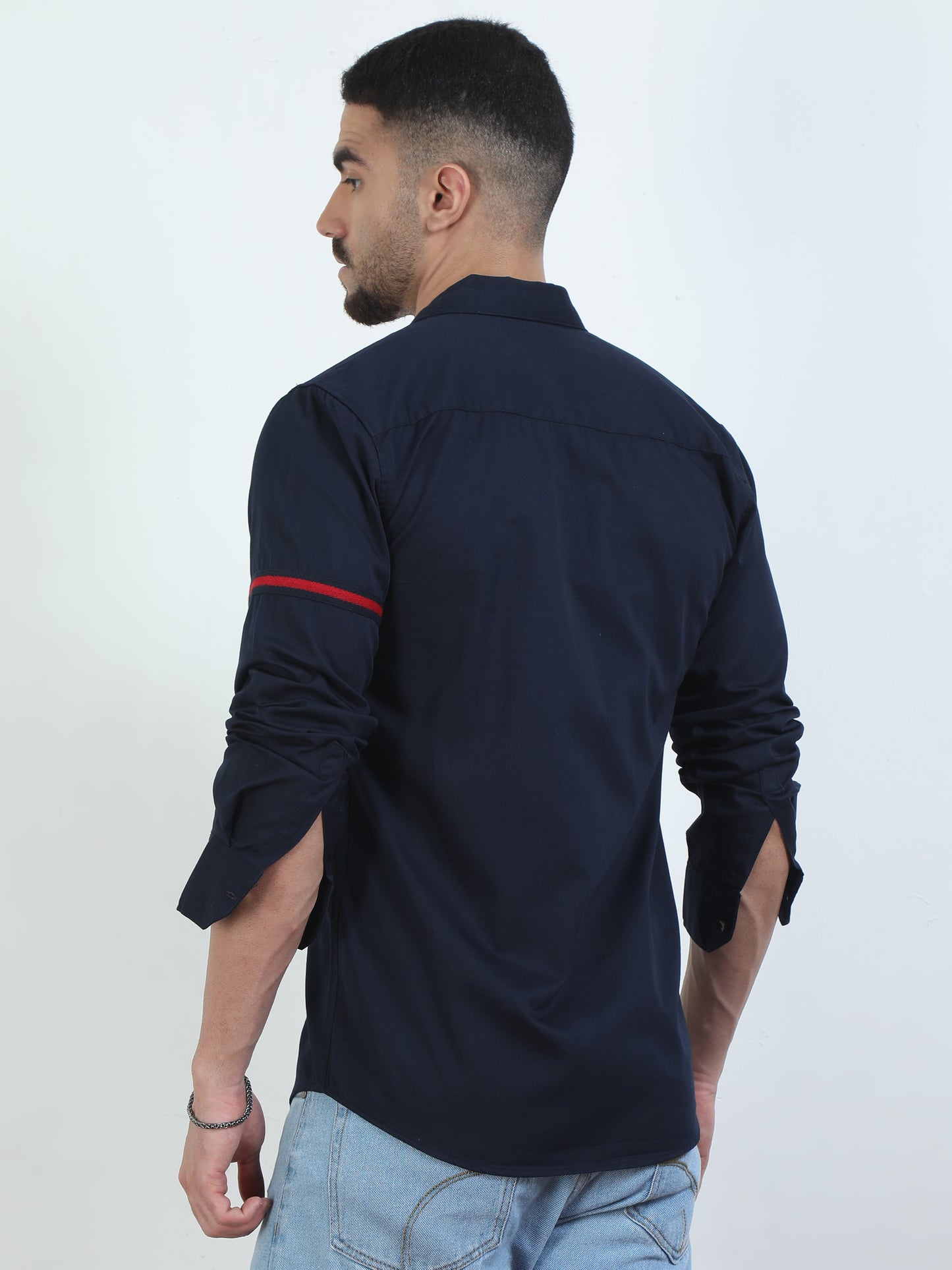 Double Pocket Navy Blue Shirt For Men