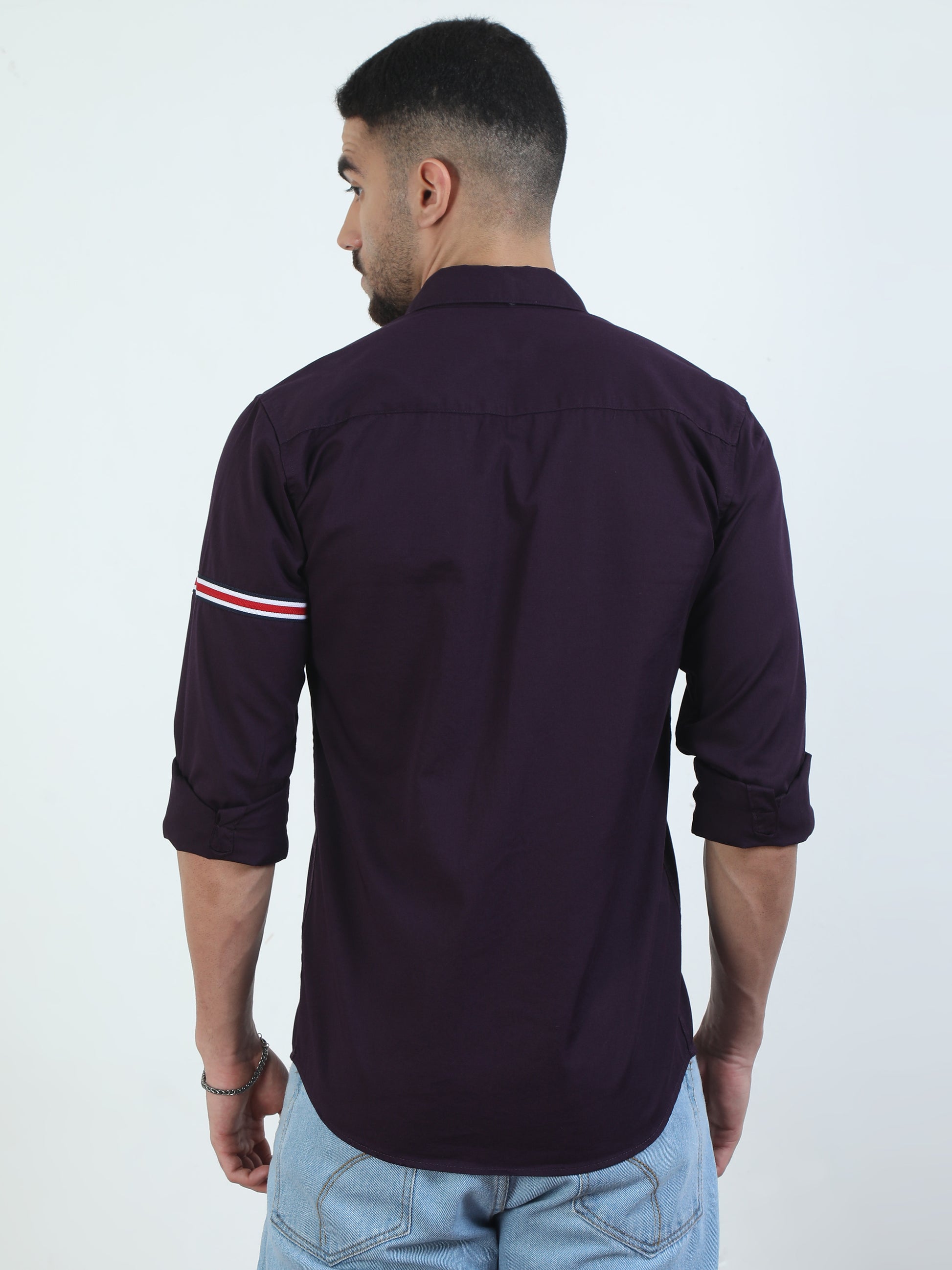 Double Pocket Fashionable Purple Shirt Mens