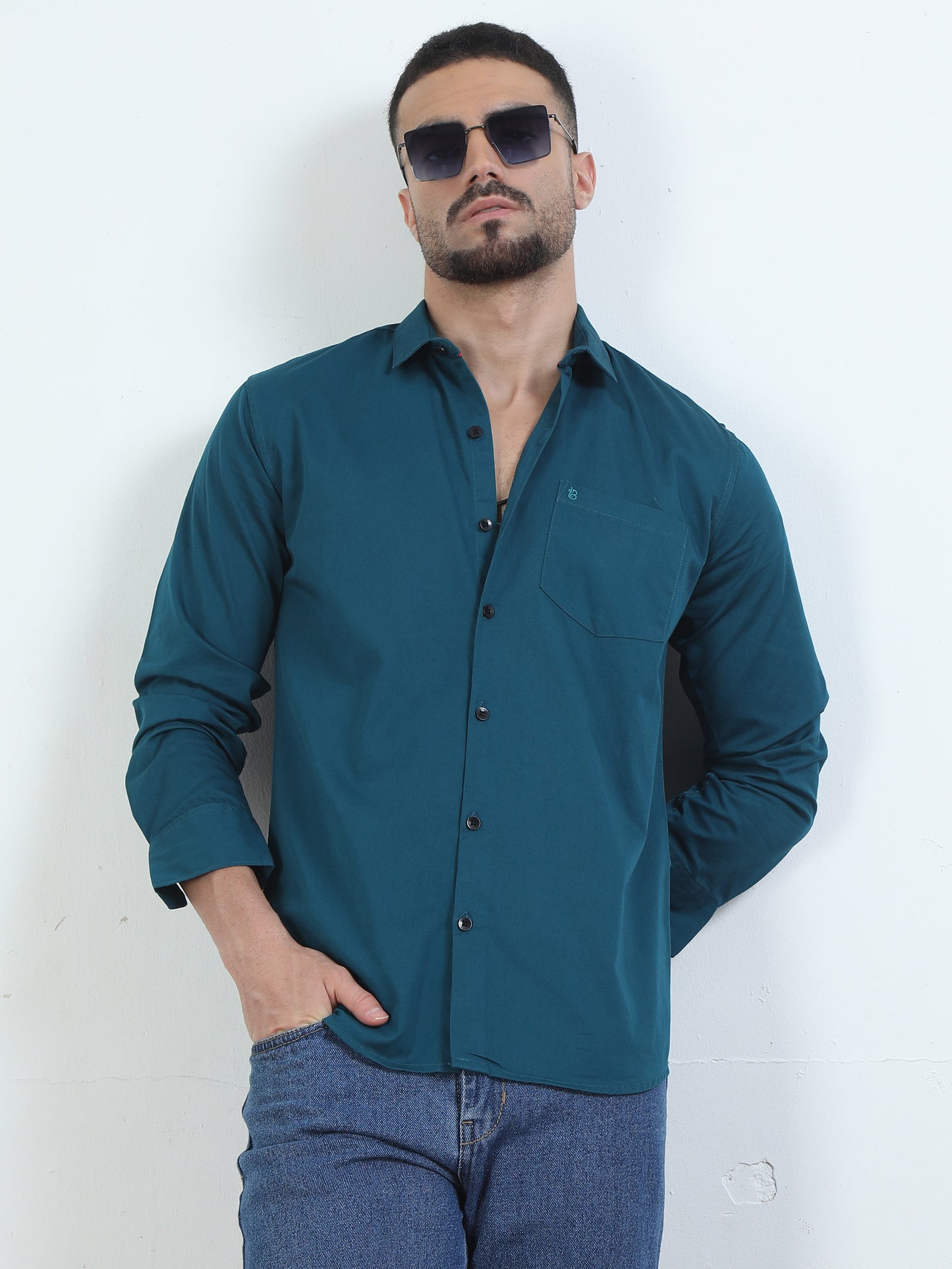 Pure Tone Bluewood Solid Blue Shirt​