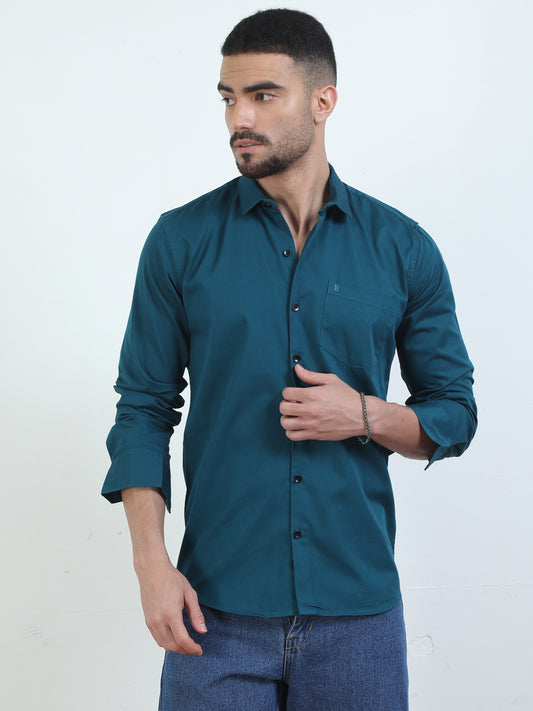 Pure Tone Bluewood Solid Blue Shirt​