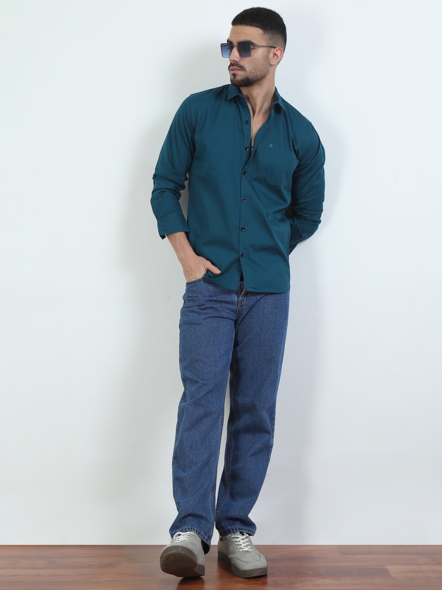 Pure Tone Bluewood Solid Blue Shirt​