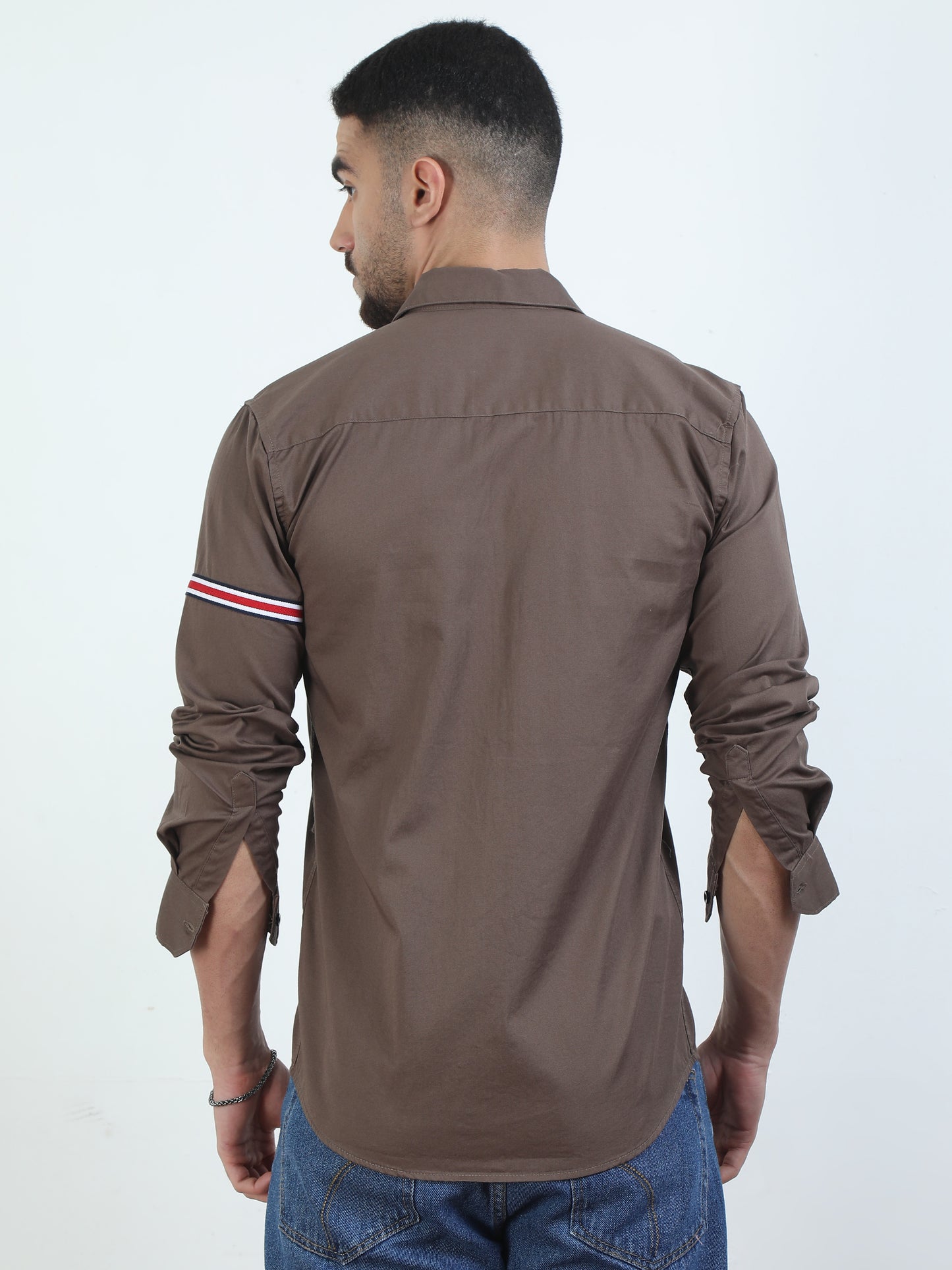 Double Pocket Mens Light Brown Shirt​