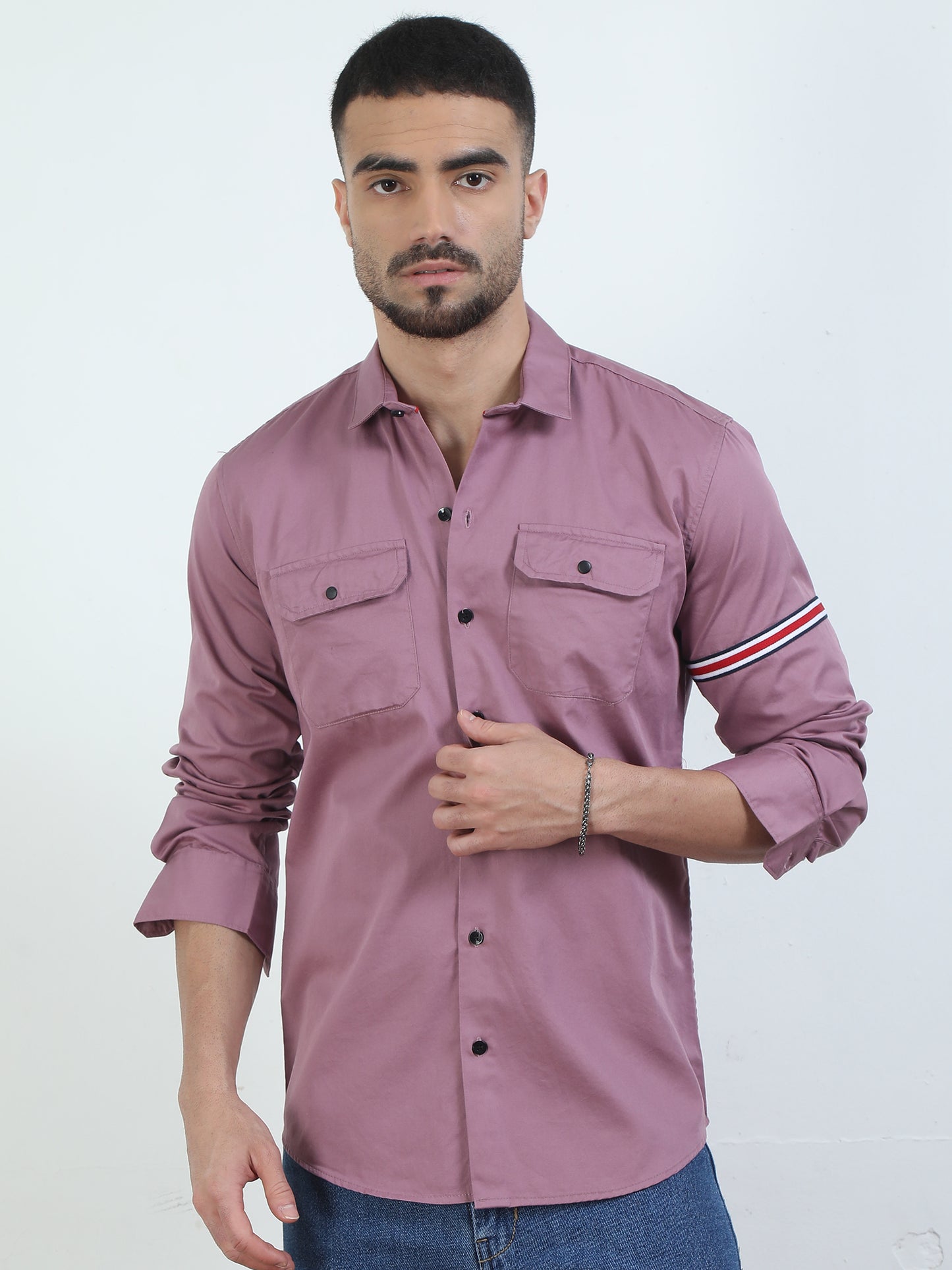 Double Pocket Onion Pink Shirt Mens