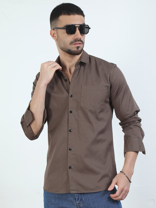 Stylish Pure Tone Brown Colour Shirt