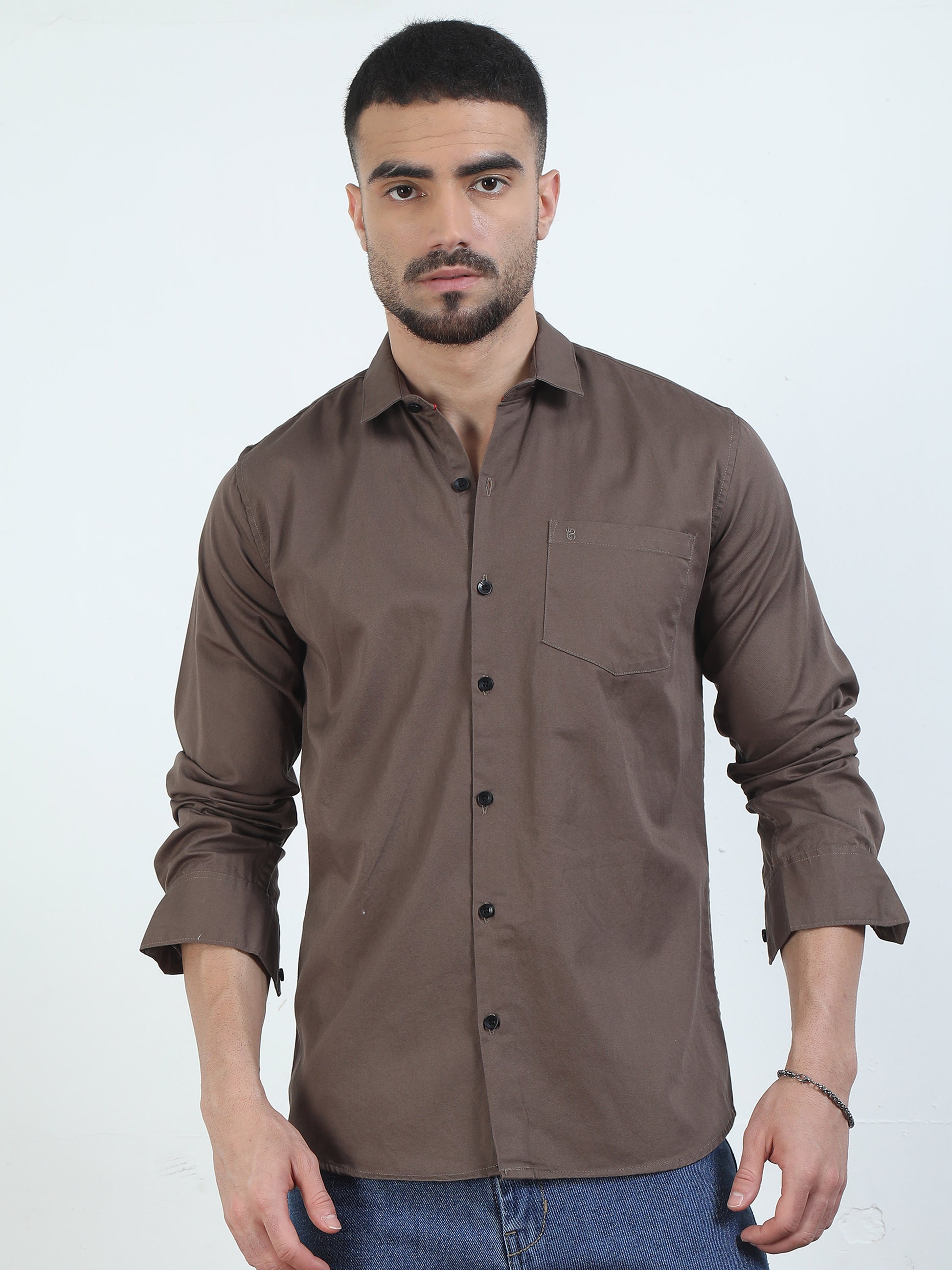 Stylish Pure Tone Brown Colour Shirt