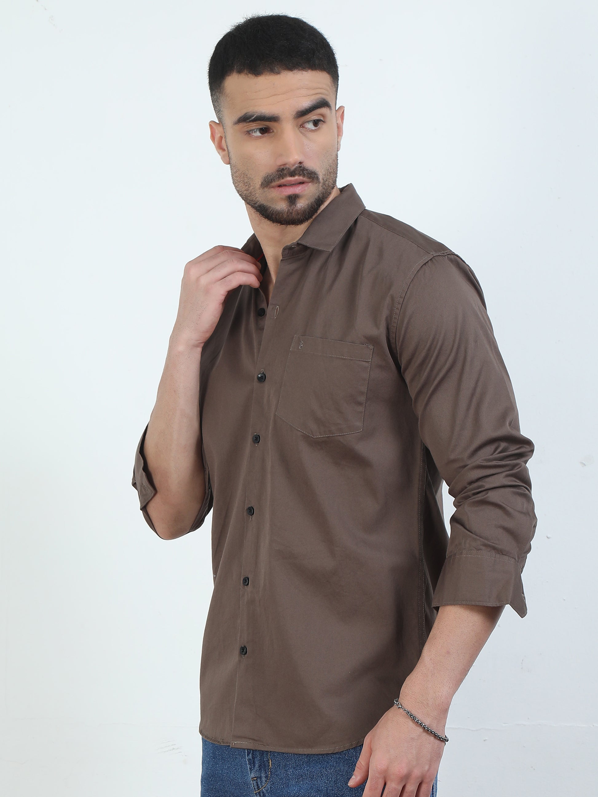 Stylish Pure Tone Brown Colour Shirt