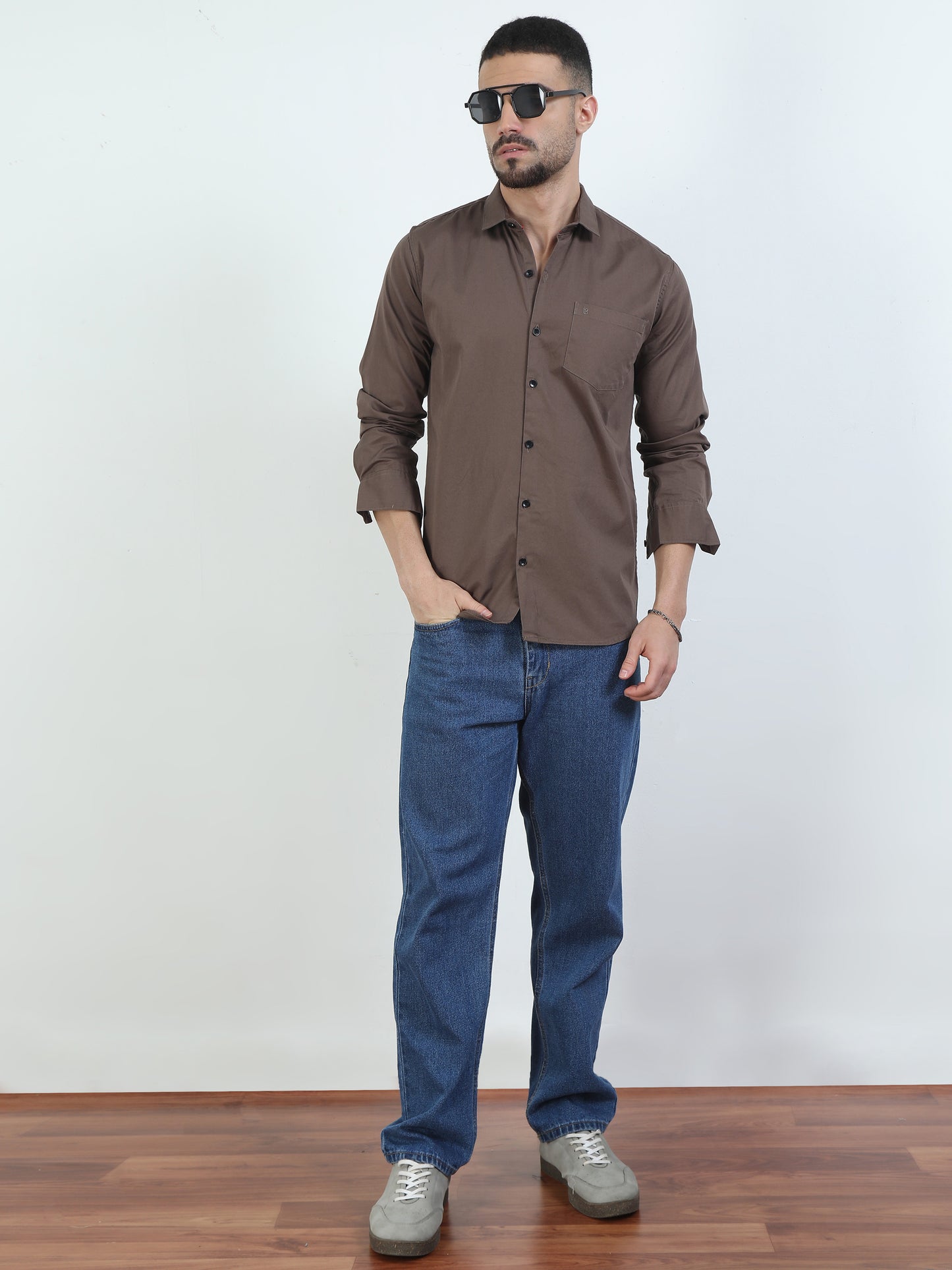 Stylish Pure Tone Brown Colour Shirt