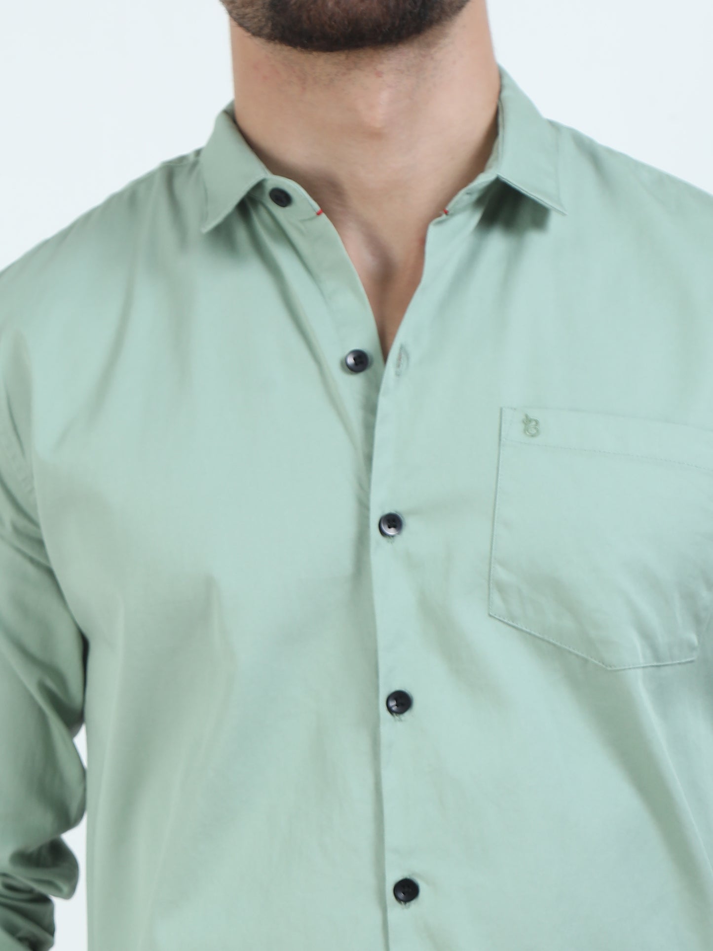 Pure Tone Light Green Colour Shirt For Men