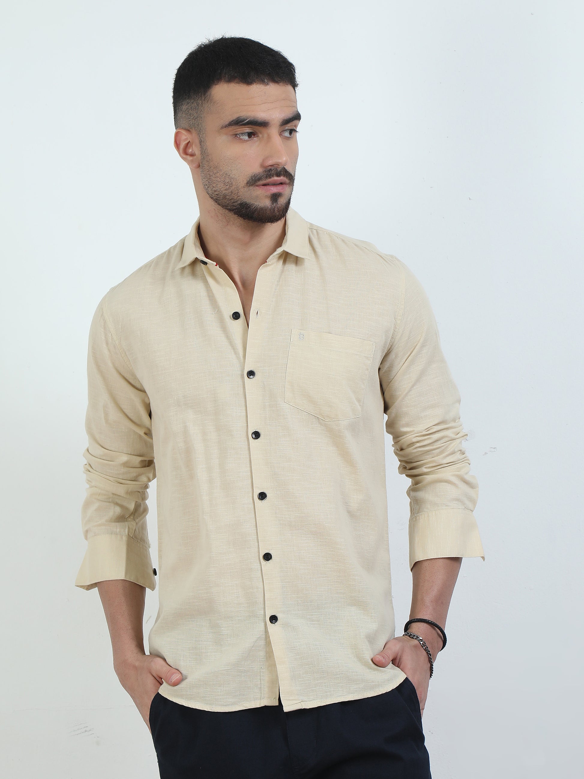 Trendy Pure Tone Yellow Shirt For Men