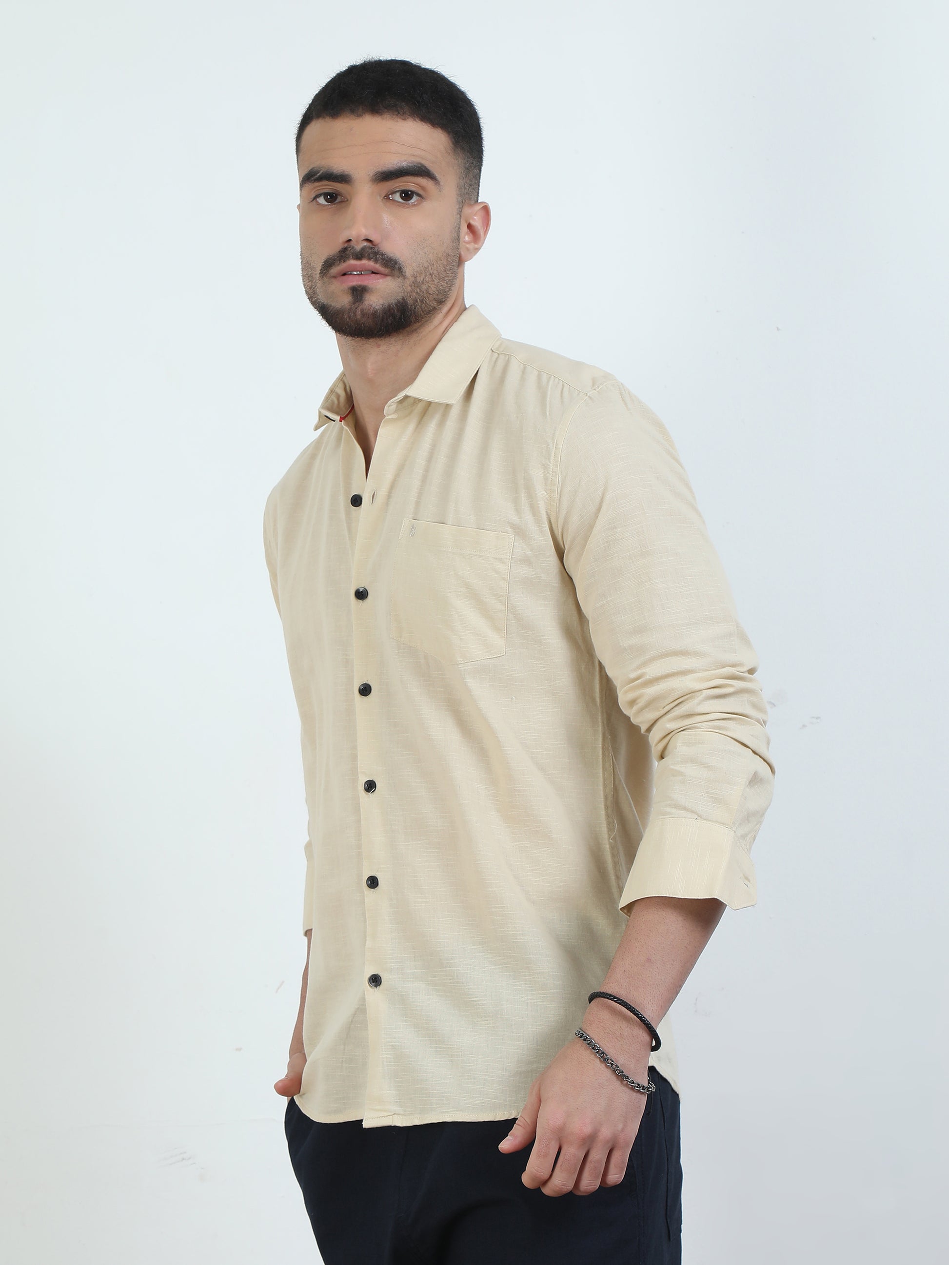 Trendy Pure Tone Yellow Shirt For Men