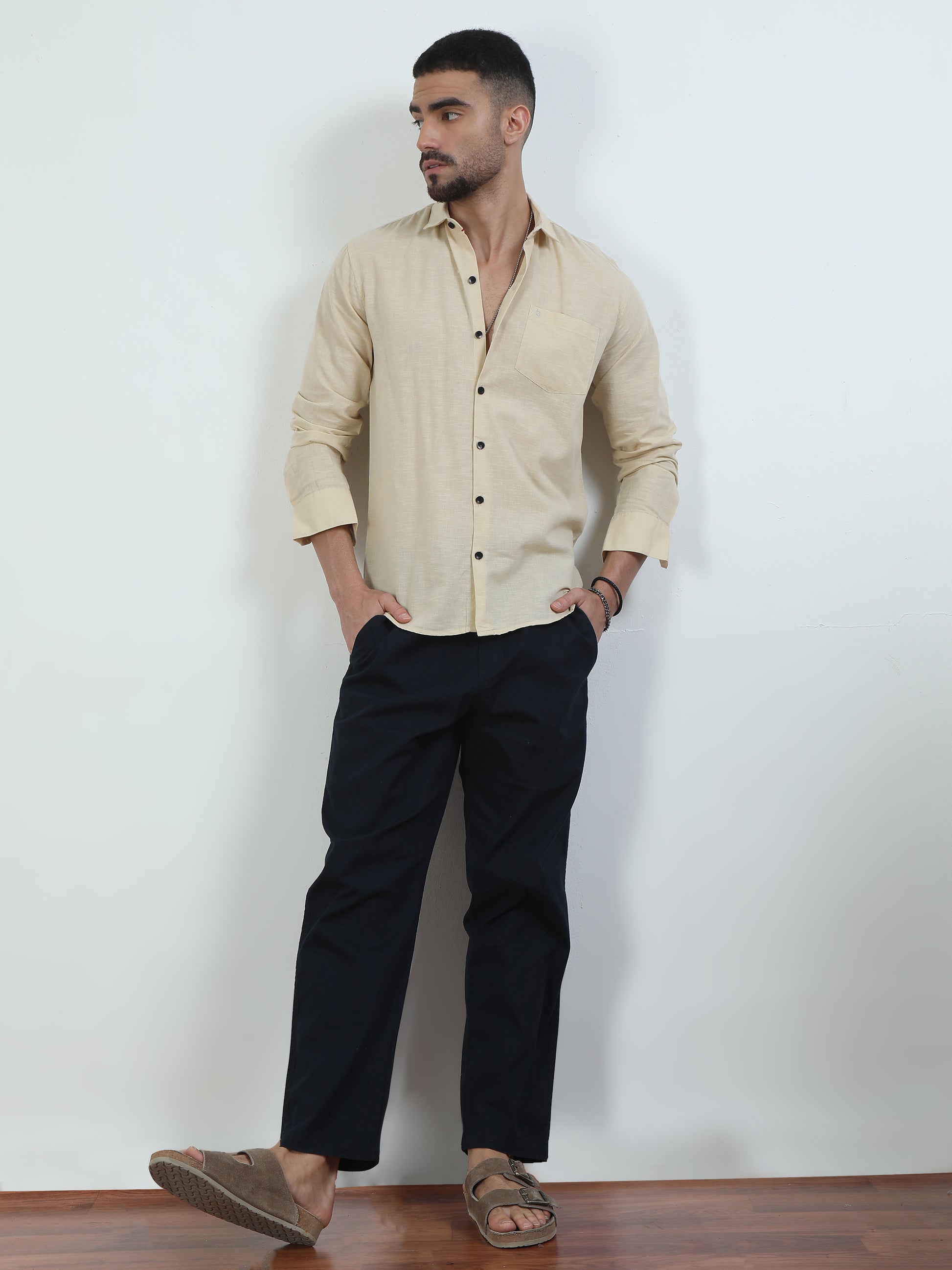 Trendy Pure Tone Yellow Shirt For Men