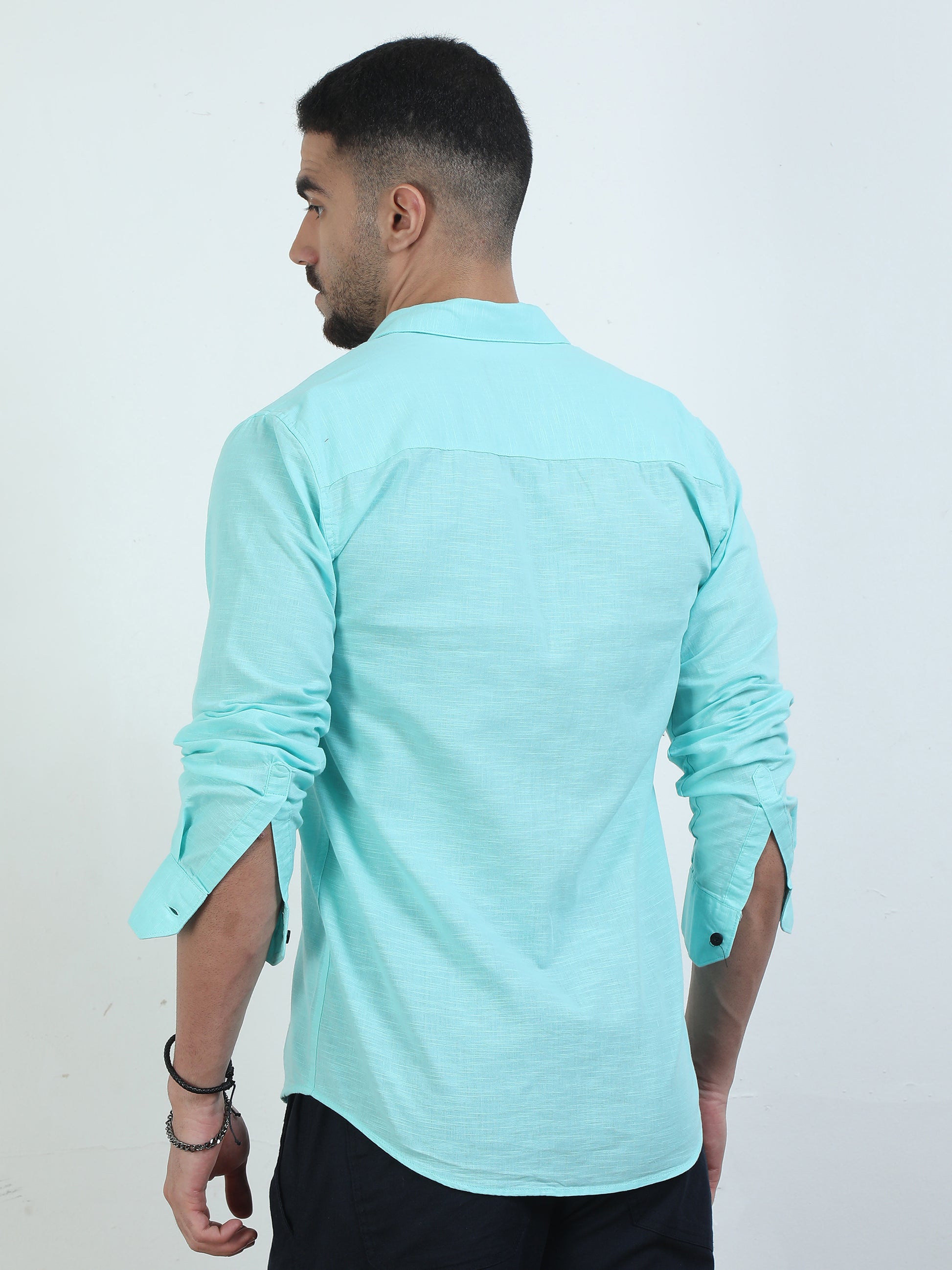 Stylish Pure Tone Bright Blue Shirt​ For Men