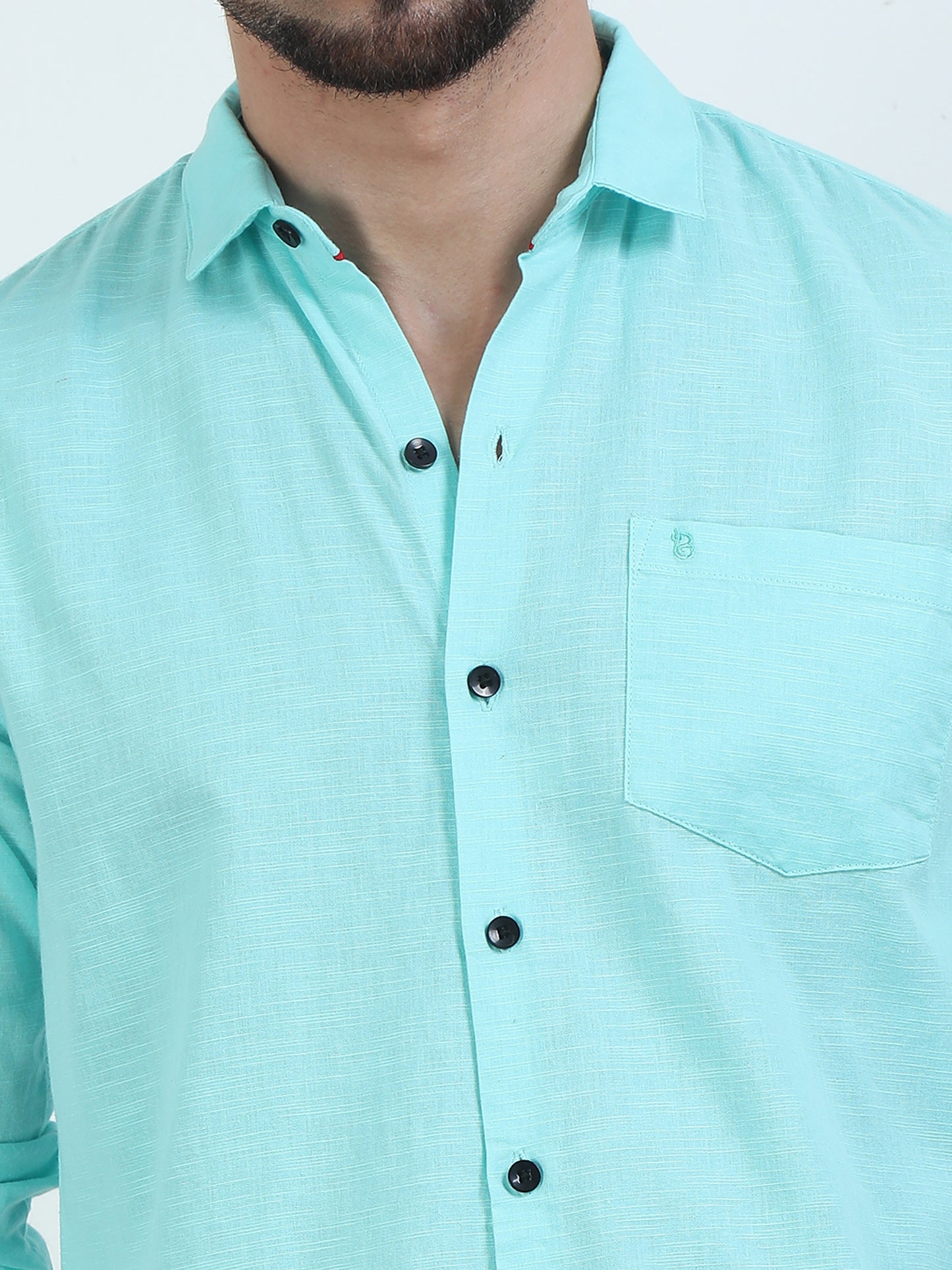 Stylish Pure Tone Bright Blue Shirt​ For Men