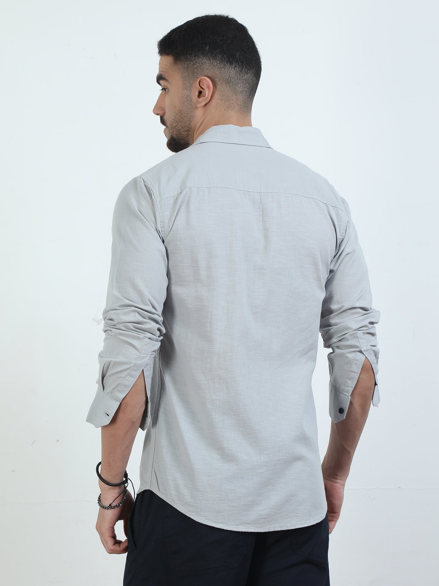 Pure Tone Slub Grey Shirt Mens