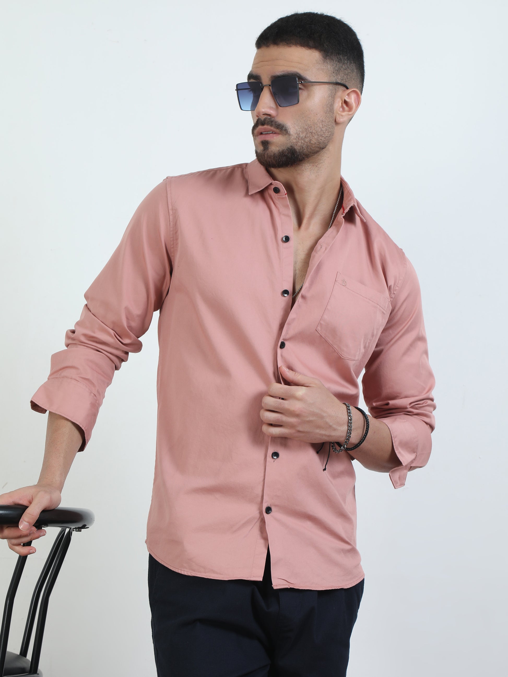 Trendy Pure Tone Peach Color Shirt​ For Men