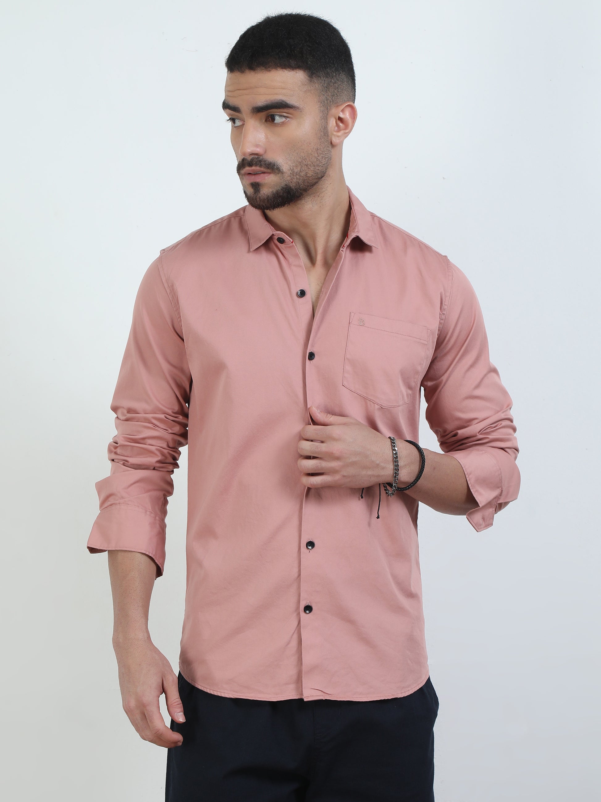 Trendy Pure Tone Peach Color Shirt​ For Men