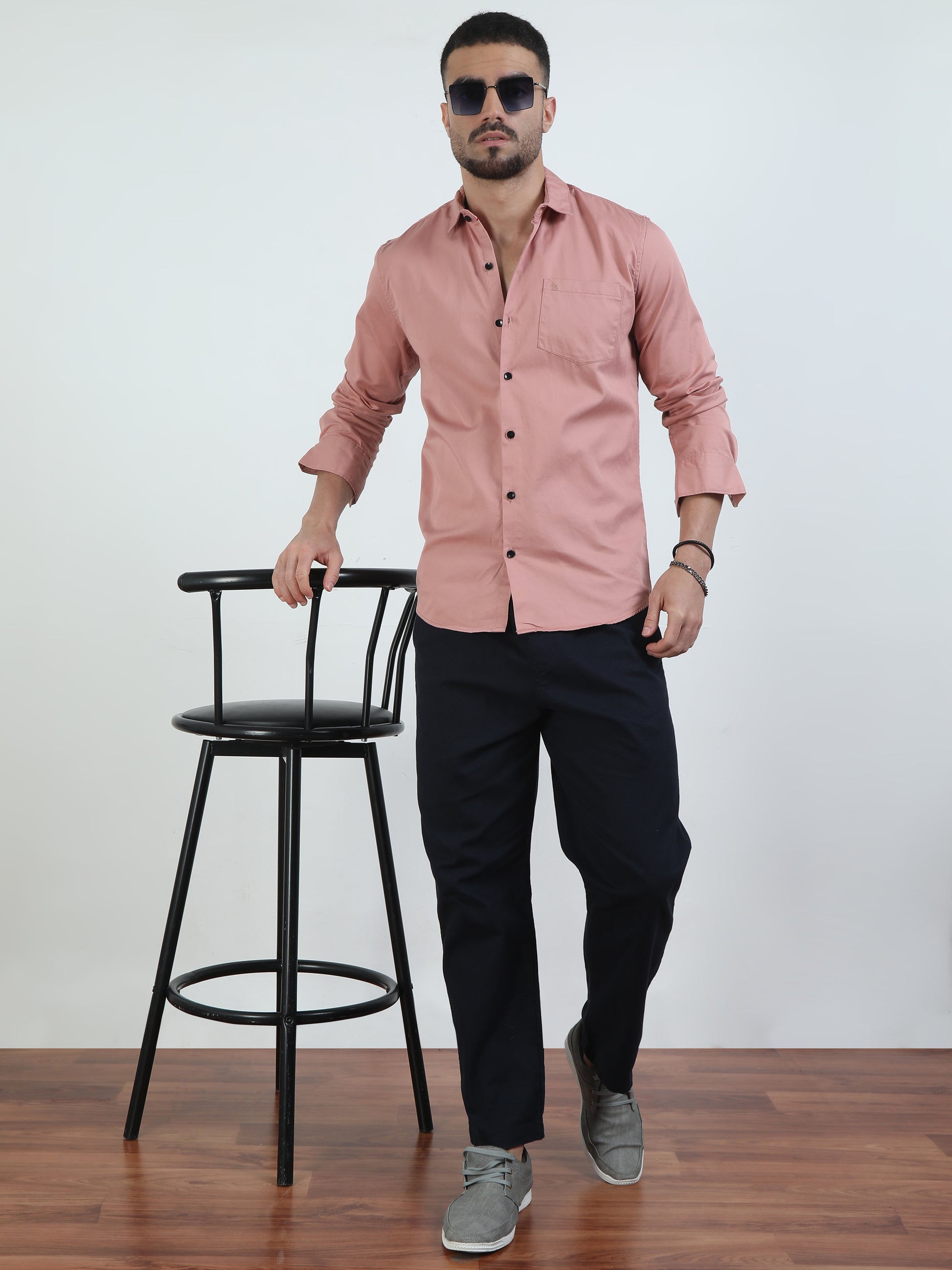 Trendy Pure Tone Peach Color Shirt​ For Men