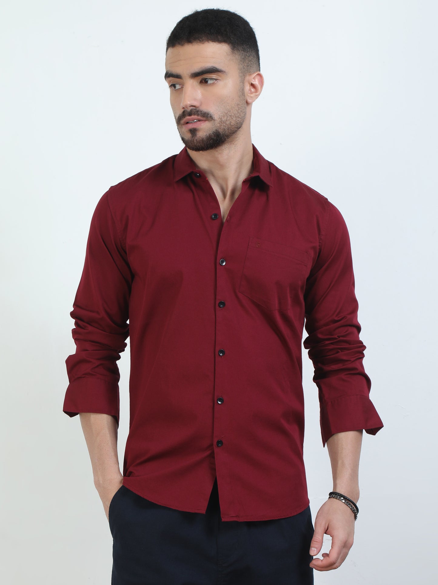 Pure Tone Red Shirt For Men