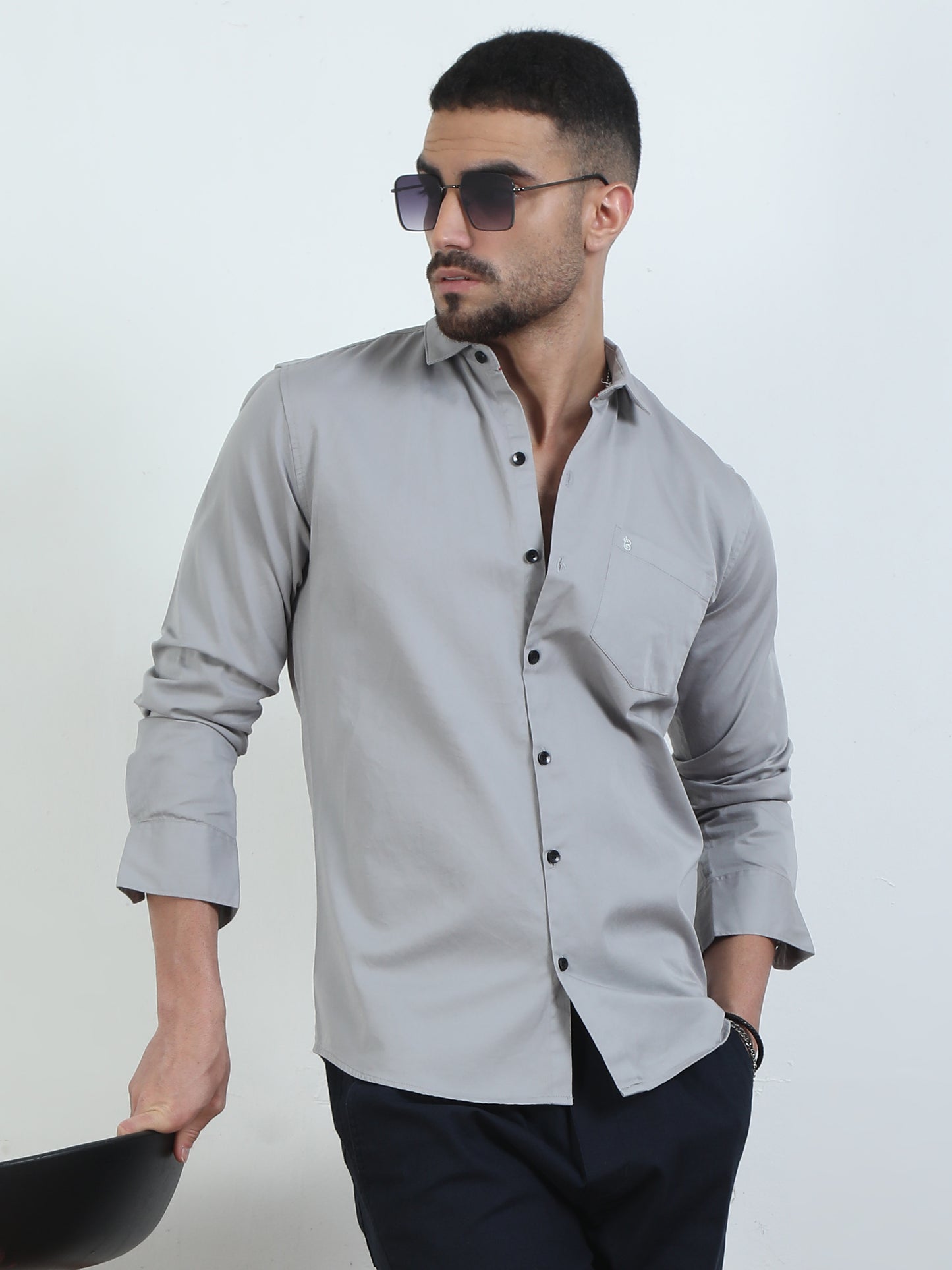 Pure Tone Solid Grey Shirt