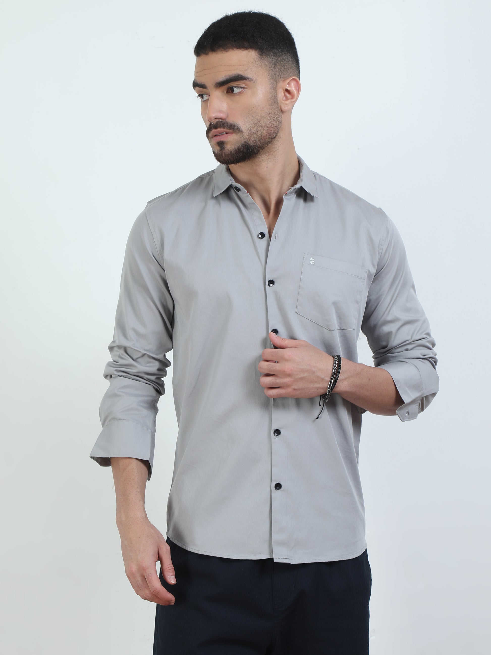 Pure Tone Solid Grey Shirt