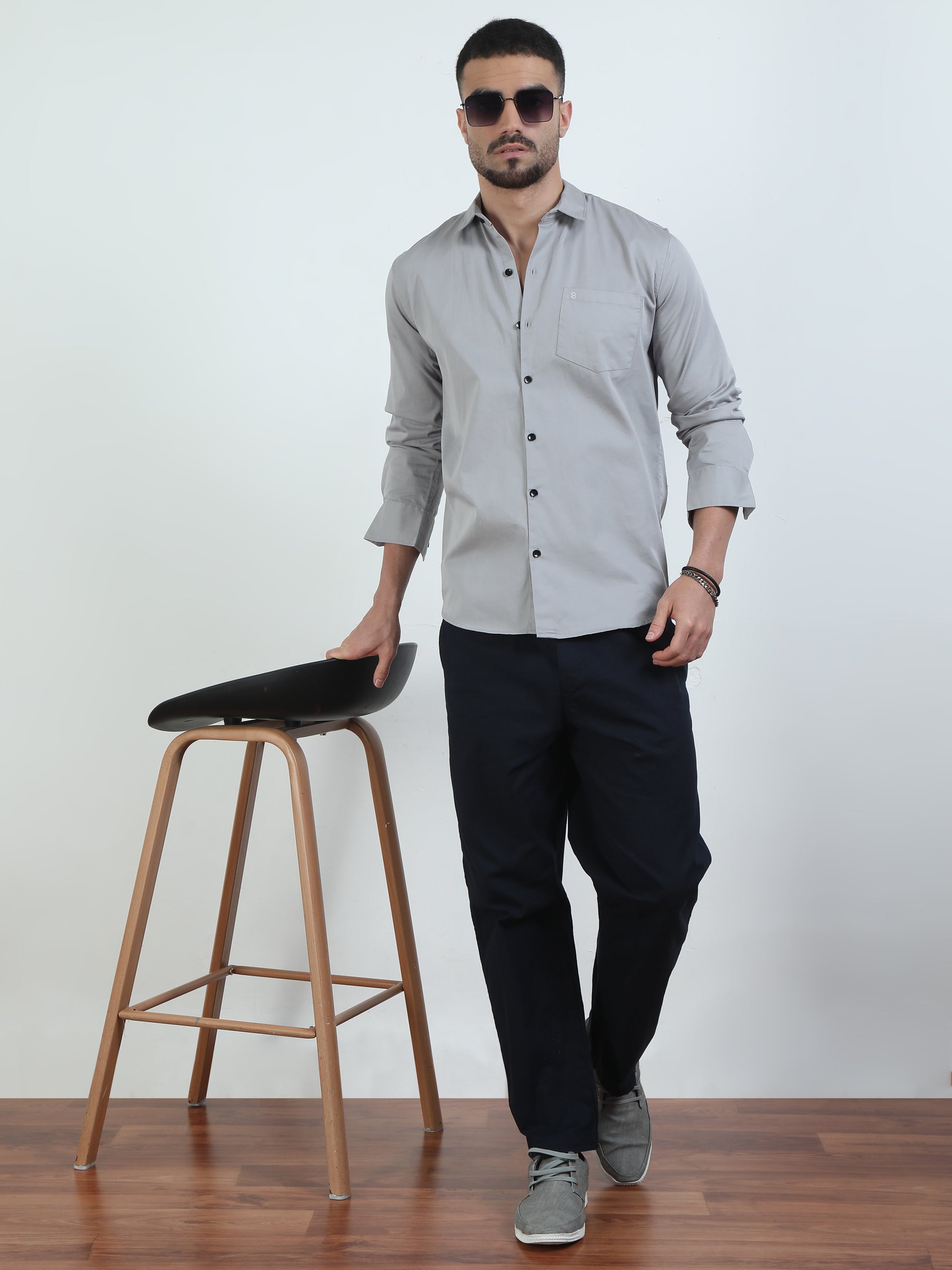 Pure Tone Solid Grey Shirt