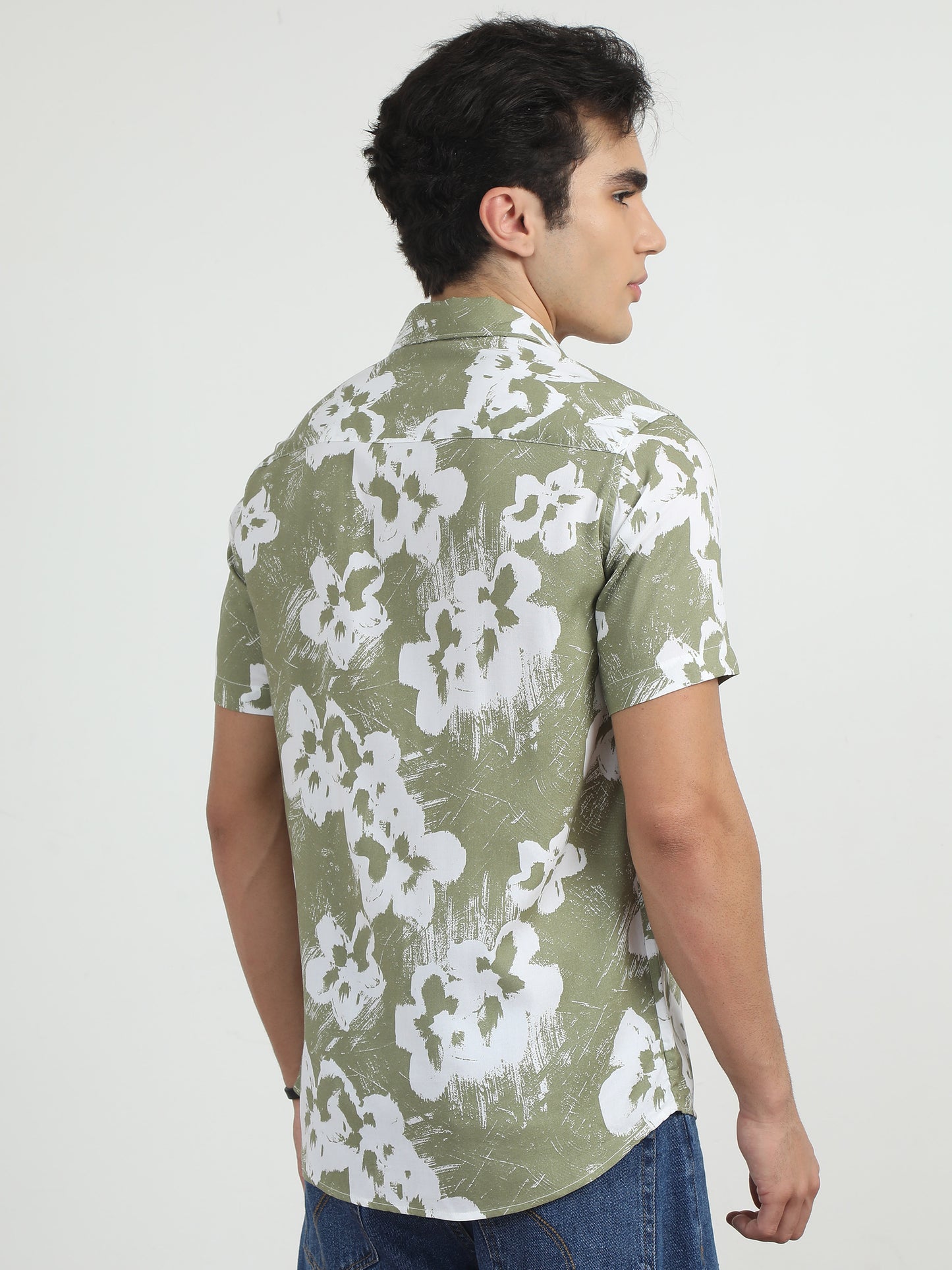  Pistachio Green Printed Shirt For Men