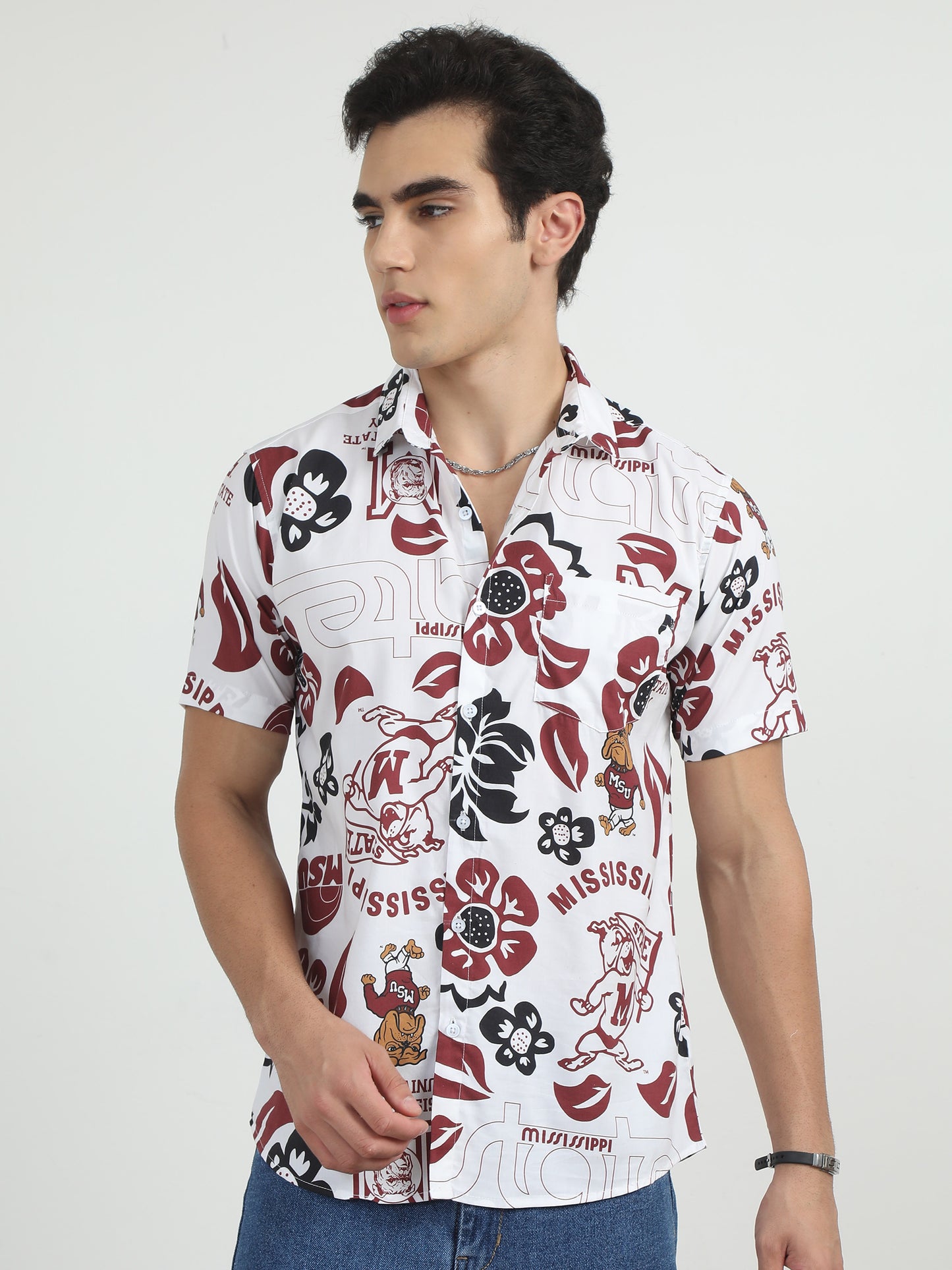 Floral Red And Black Shirt For Men