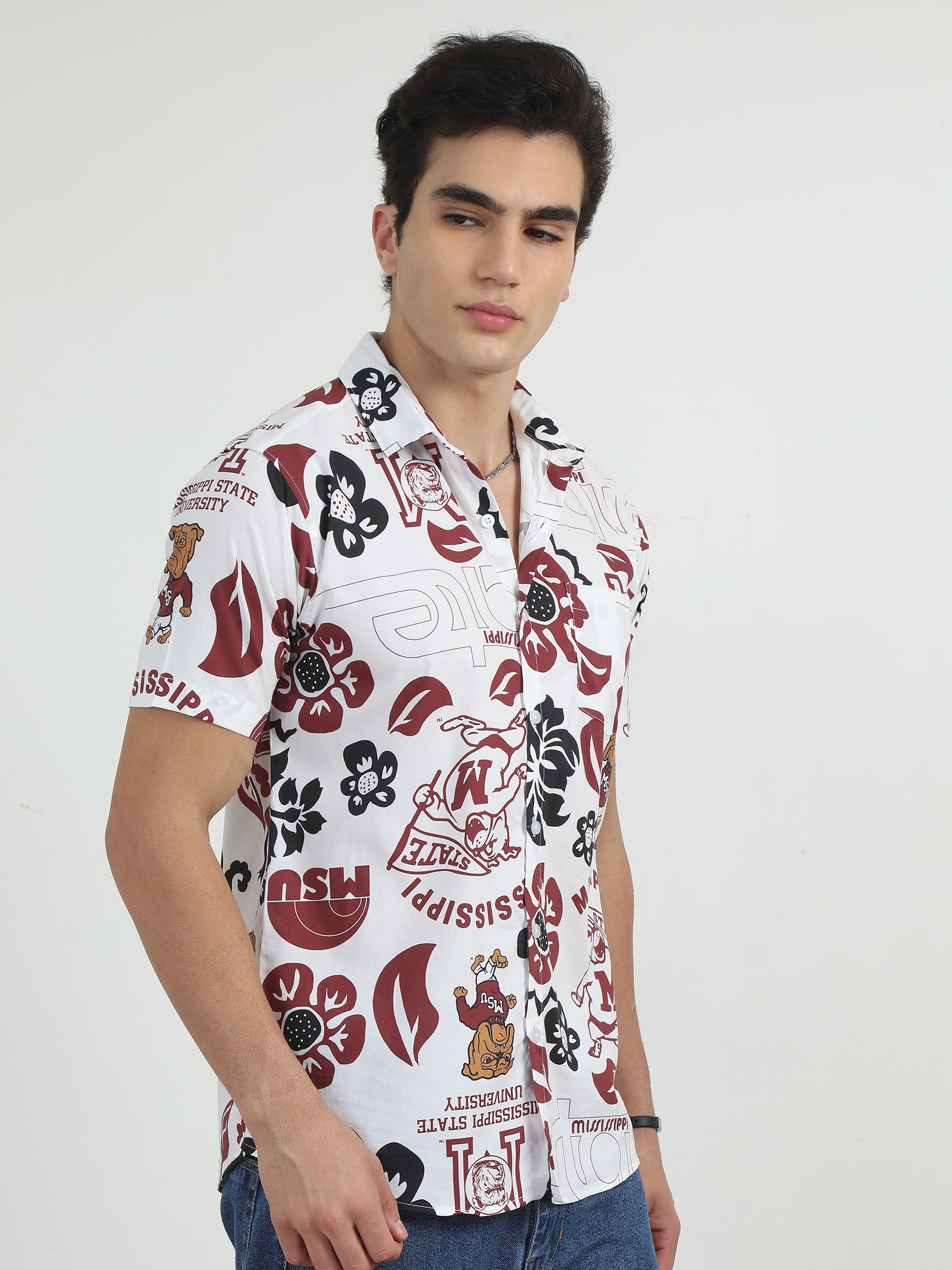 Floral Red And Black Shirt For Men