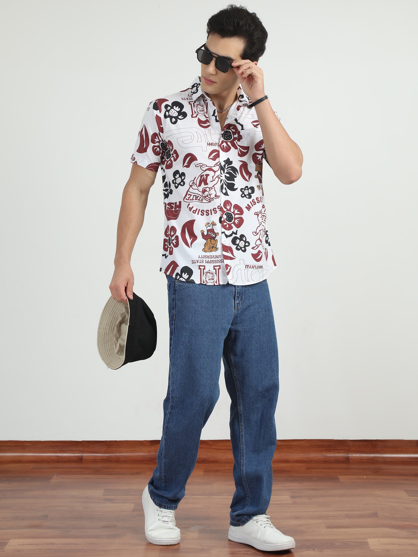 Floral Red And Black Shirt For Men